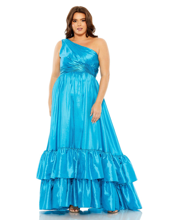 Fabulouss Plus Size Long One Shoulder Dress One Shoulder Neckline Mac Duggal 68527
