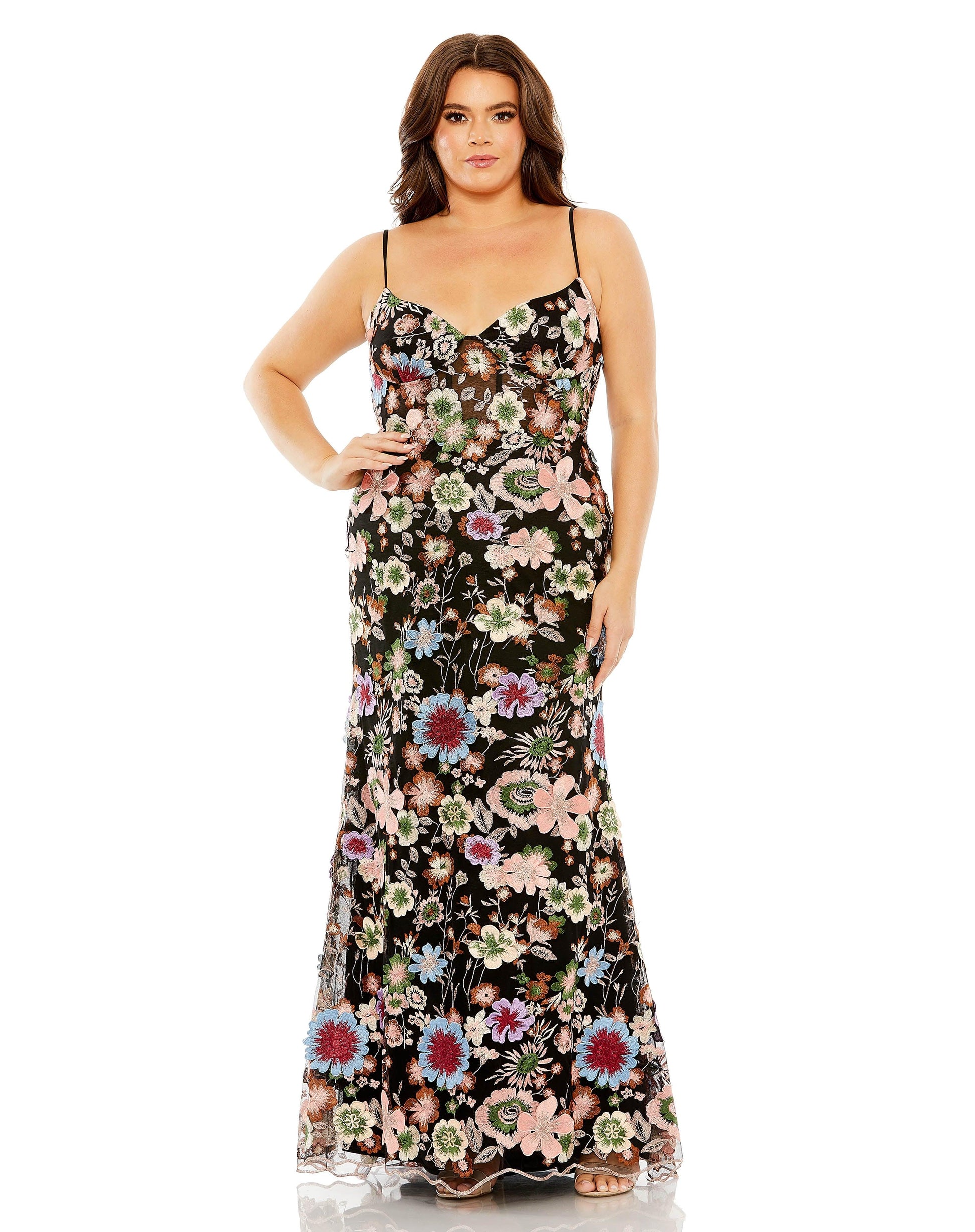 Mac Duggal 68531 Fabulouss Long Floral Plus Size Dress