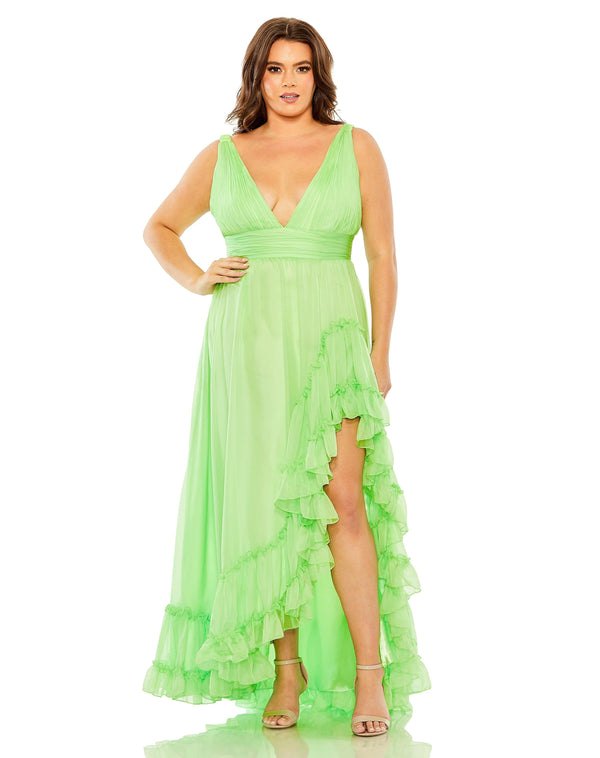 Fabulouss High Low Plus Size Dress High Low Detail Mac Duggal 68541