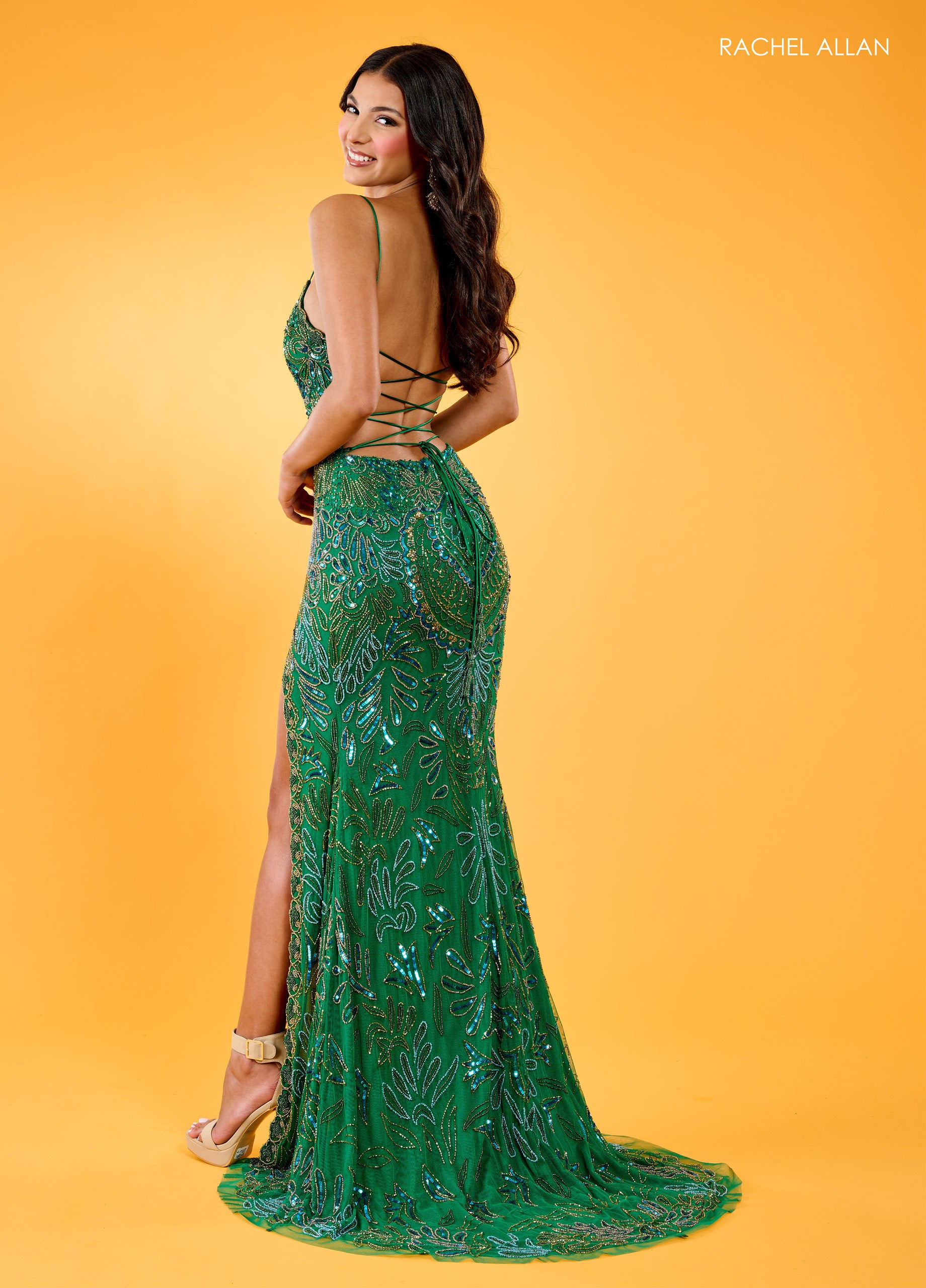 Burgundy Rachel Allan 70002 Fitted Long Prom Dress
