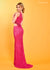 Prom Dresses Fitted Sequins Long Prom Dress Hot Pink