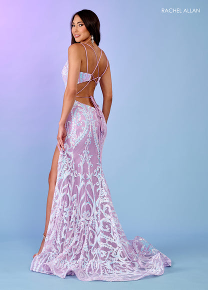 Prom Dresses Fitted Sequins Long Prom Dress Lilac
