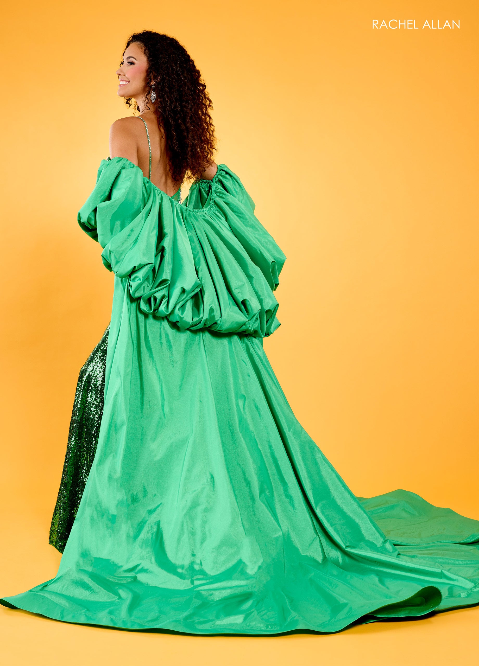  Detachable Sleeves Long Sequins Prom Dress Jade