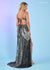 Prom Dresses Formal Long Prom  Fitted  Dress Black Silver