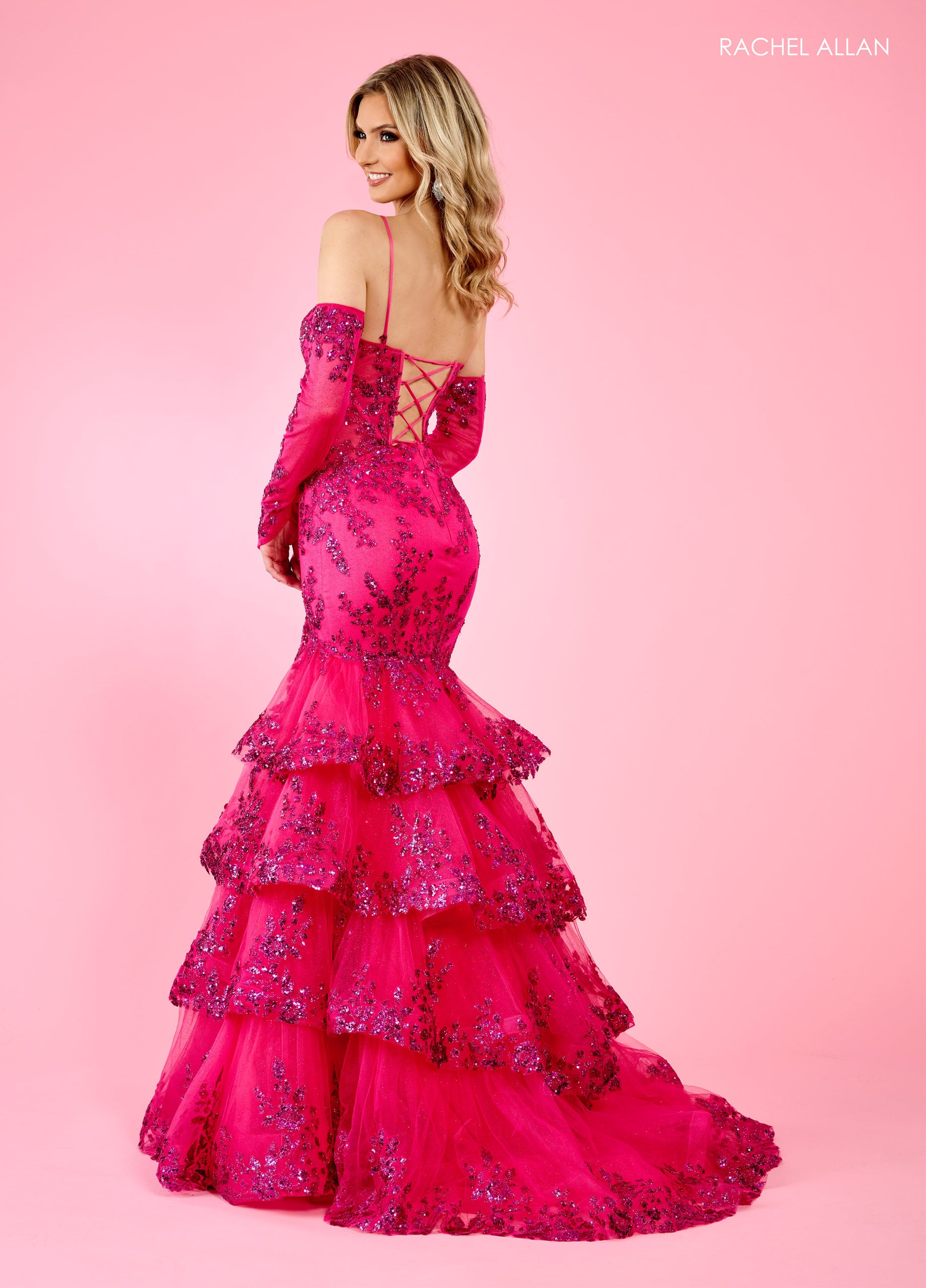 Prom Dresses Long Formal Glitter Mermaid Prom Gown Fuchsia