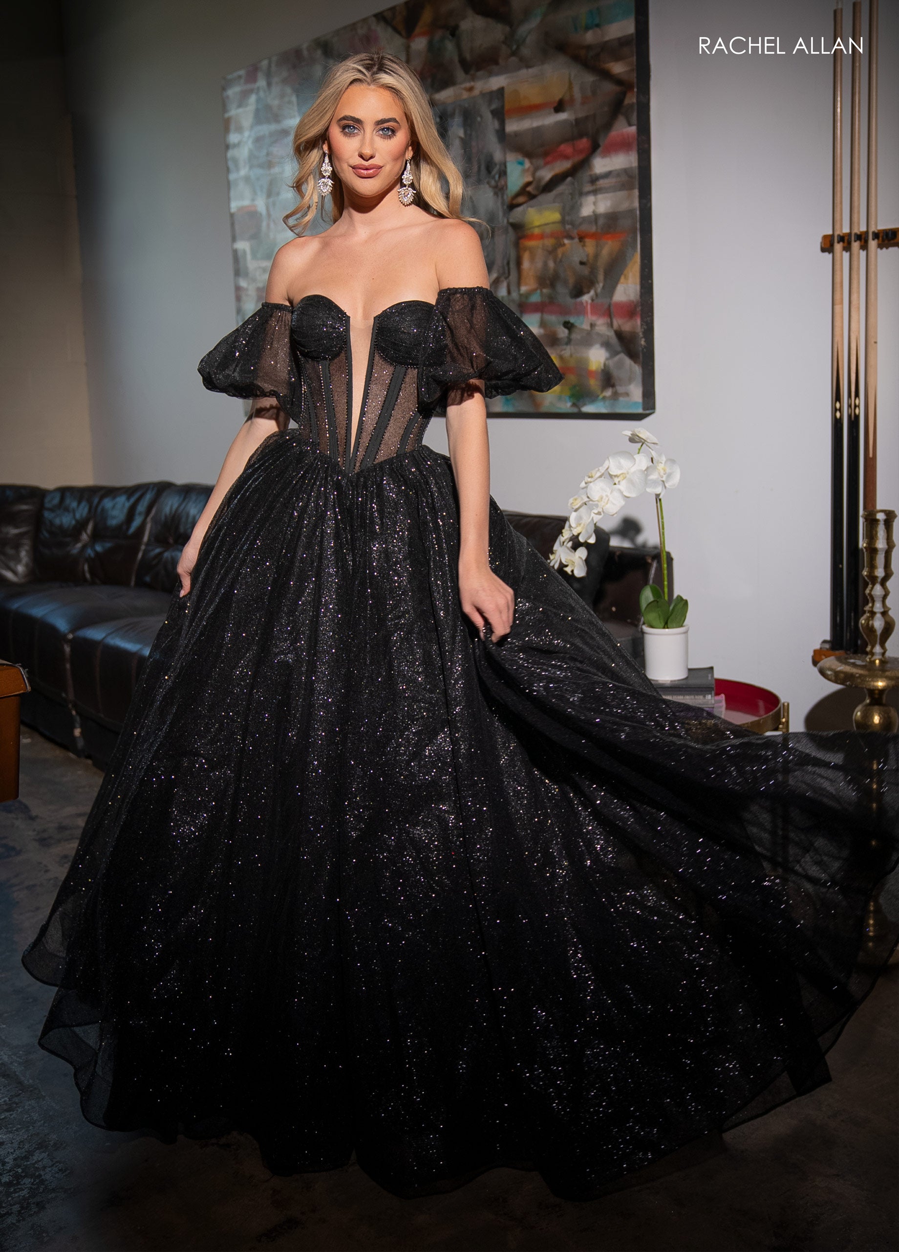 Rachel Allan 70630 Prom Long Formal Dress with Detachable Sleeves