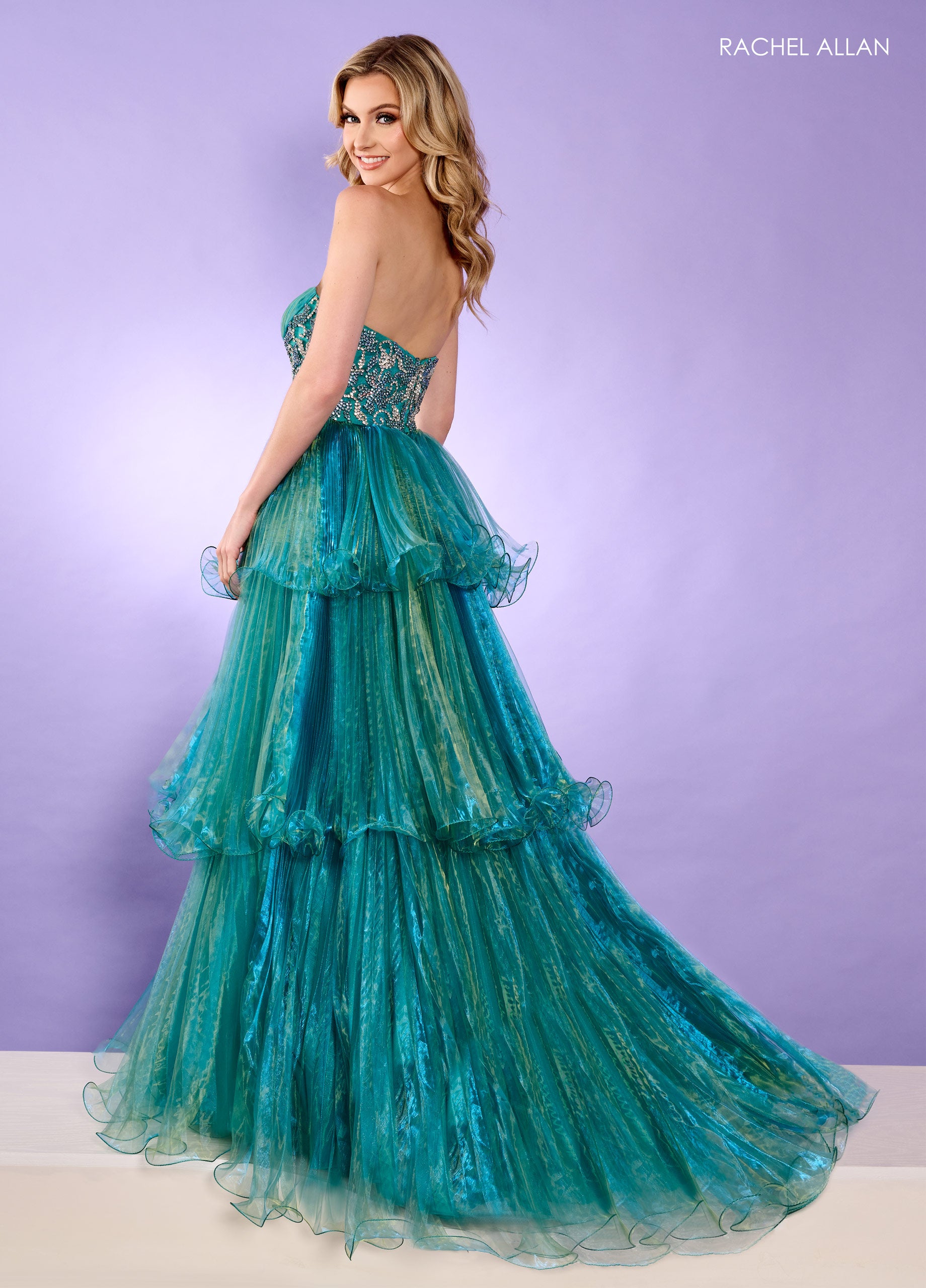 Rachel Allan 70649 Long Formal Pleated Prom Ball Gown
