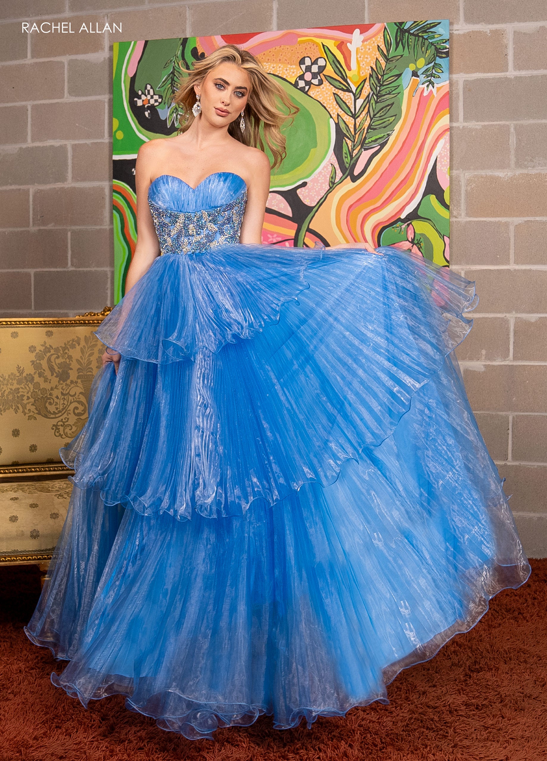 Rachel Allan 70649 Long Formal Pleated Prom Ball Gown