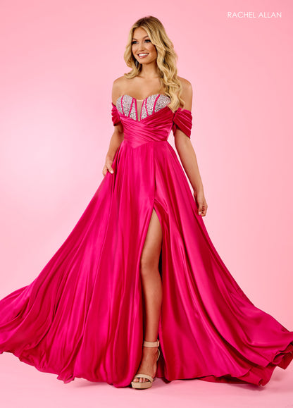 Prom Dresses Long Formal Beaded Prom Ball Gown Fuchsia