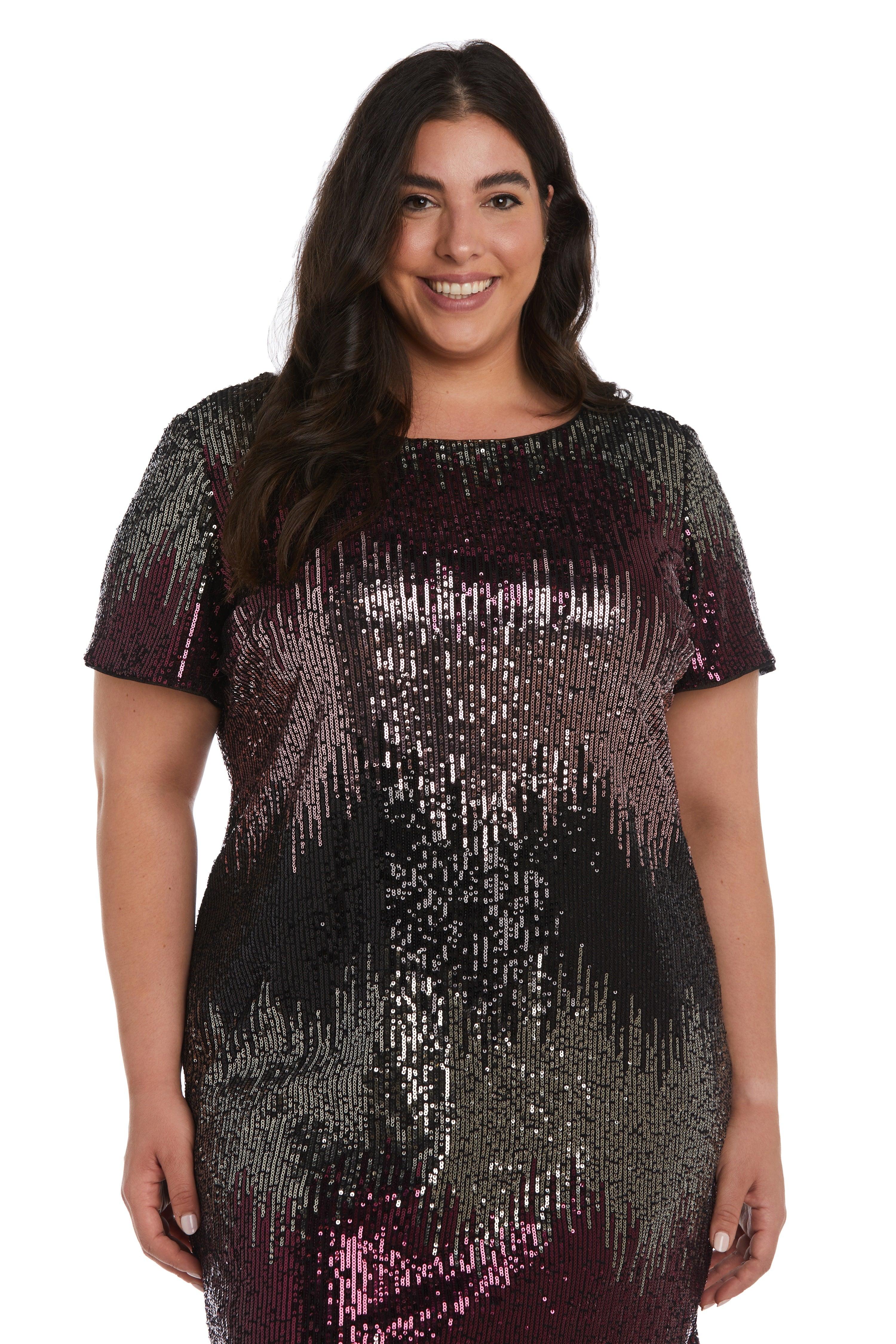 R&M Richards 7151W Short Plus Size Ombre Dress