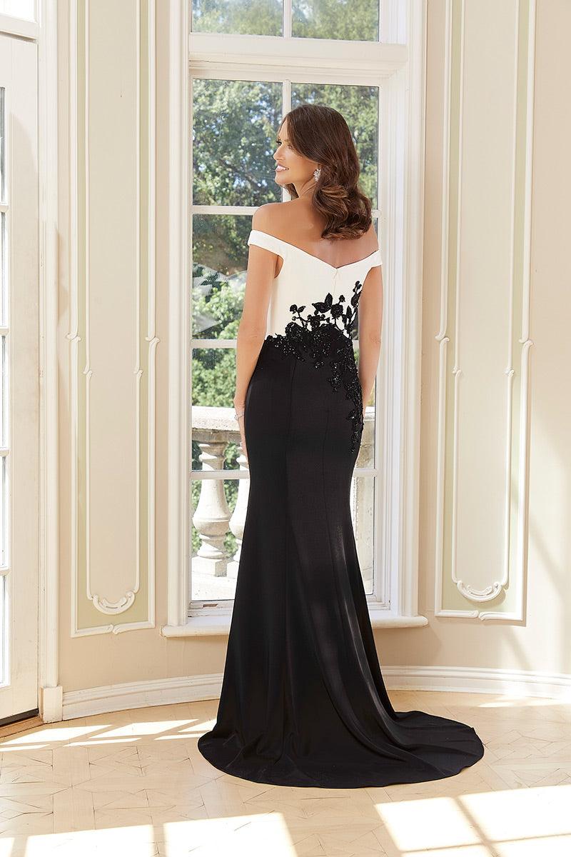 Ivory/Black MGNY Madeline Gardner New York 72722 Long Formal Dress for $549.0 – The Dress Outlet
