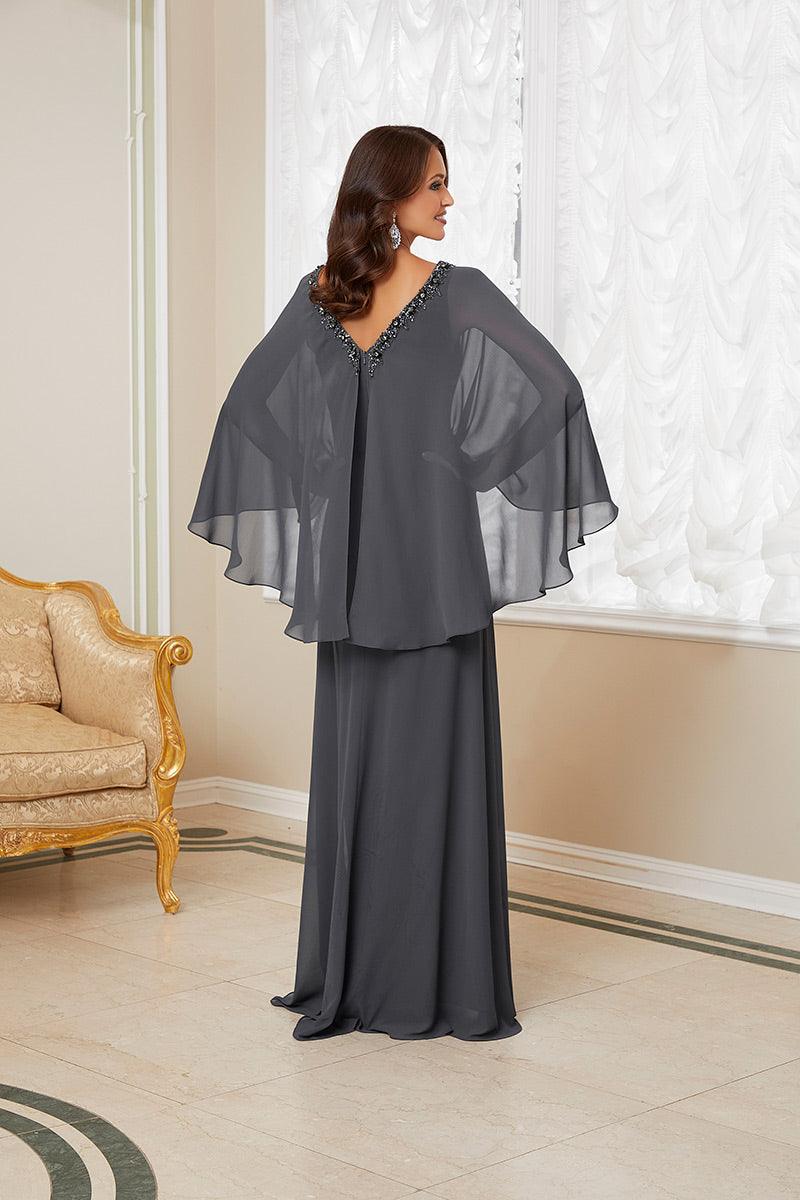 MGNY Madeline Gardner New York  72731 Long Formal Cape Sleeve Dress