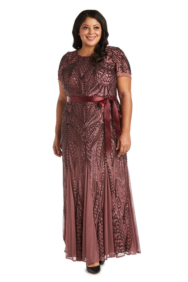 Plus Size Sequin Formal Dress Long R&M Richards 7285W