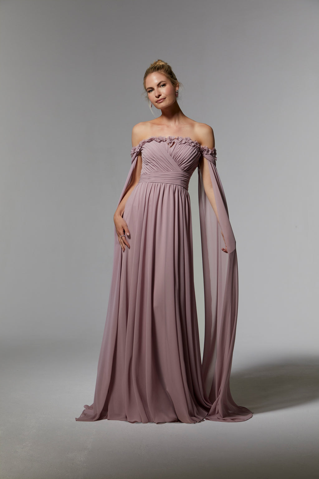 MGNY Madeline Gardner New York 72902 Long Formal Dress with Detachable Streamers