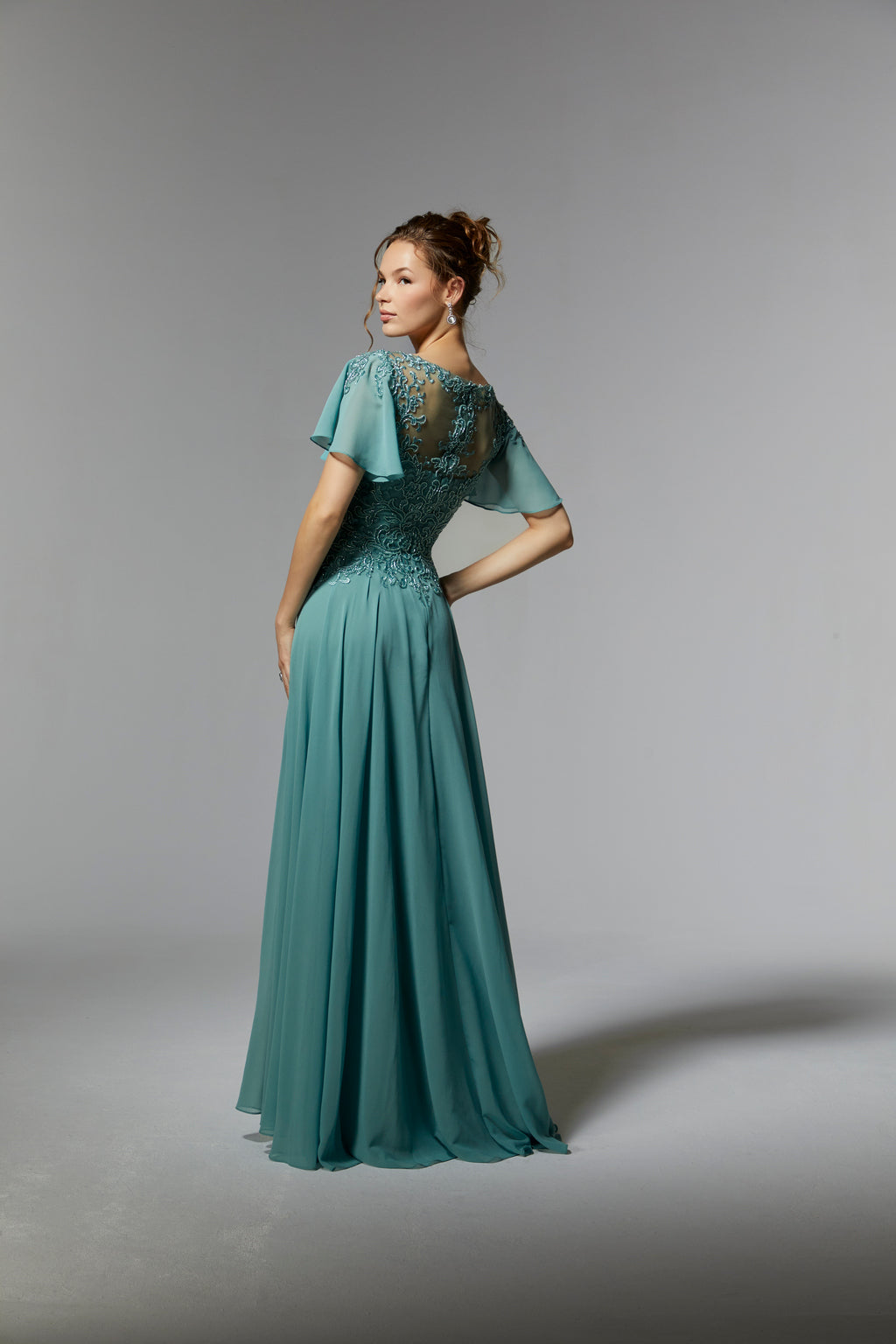 Cicinia Jade Mother Of The Bride Dress Long Crepe A-line Tea Length 3/4 Sleeves