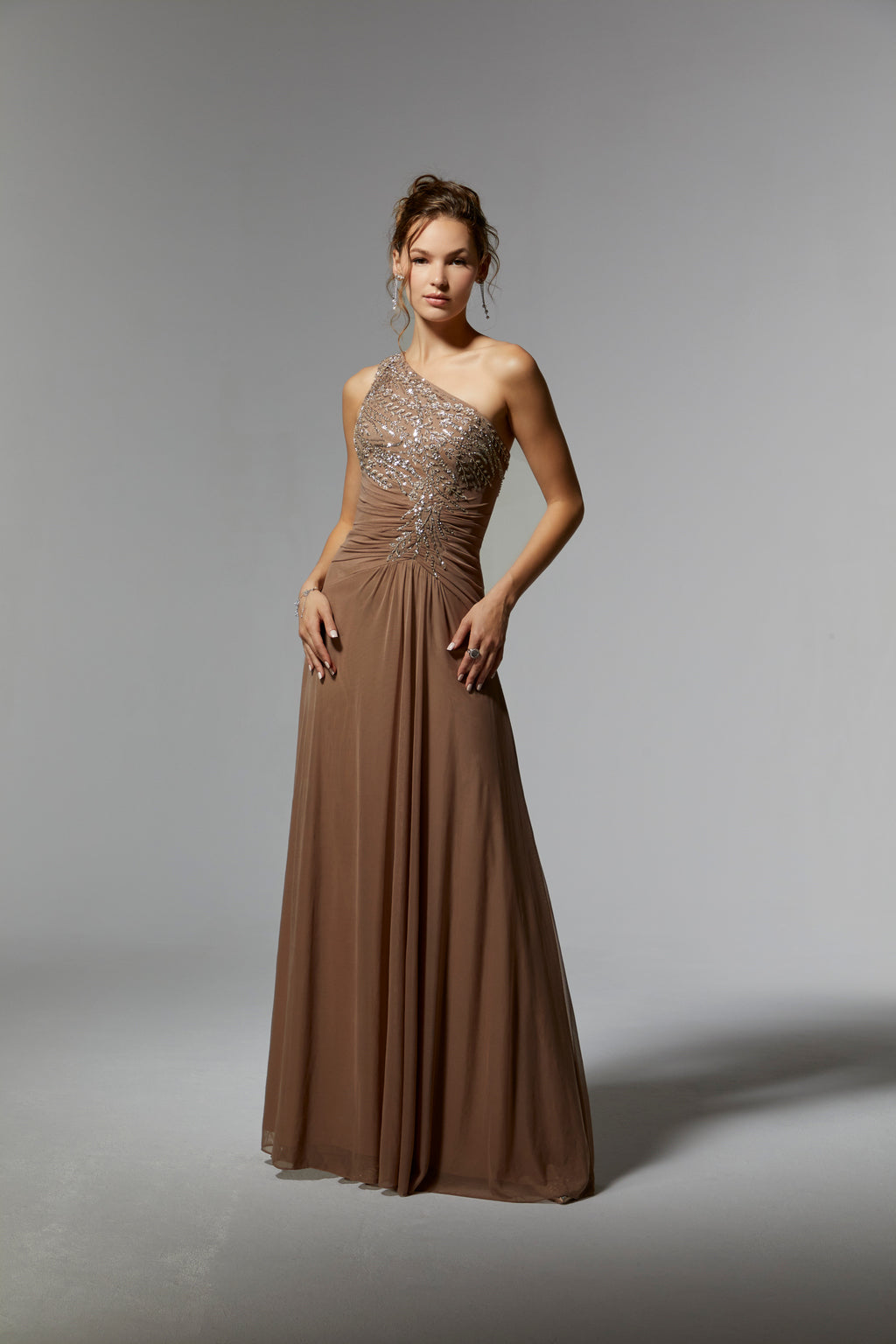 MGNY Madeline Gardner New York 72910 Long Formal Beaded Floral Evening Dress