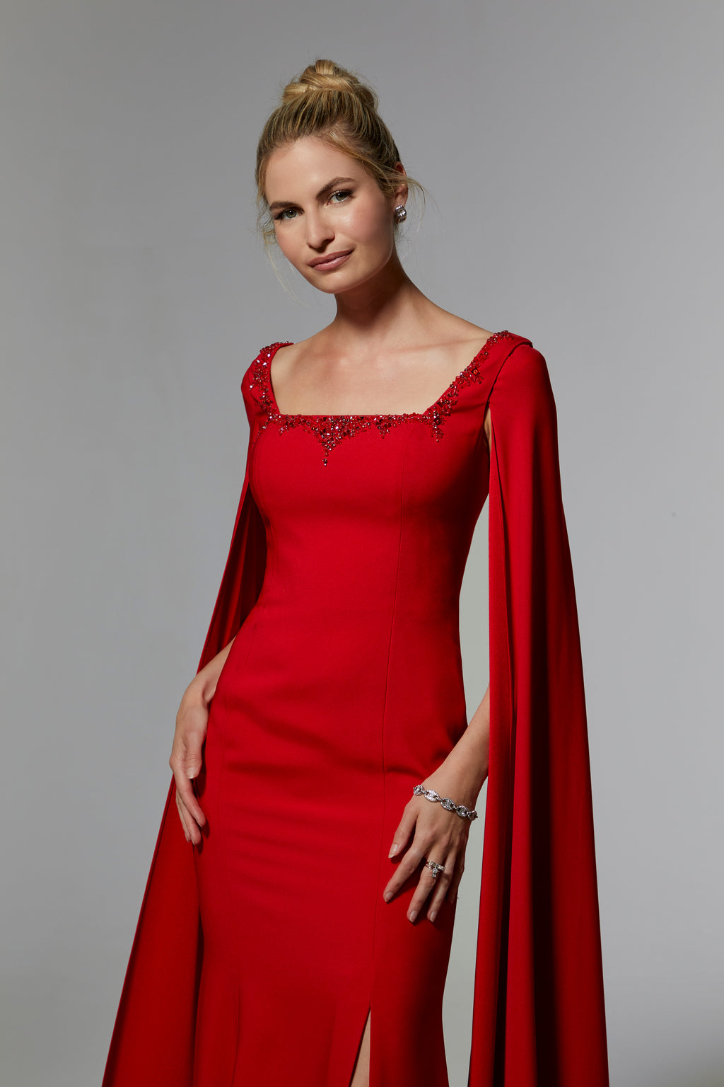 MGNY Madeline Gardner New York 72915 Long Formal Gown with Detachable Cape