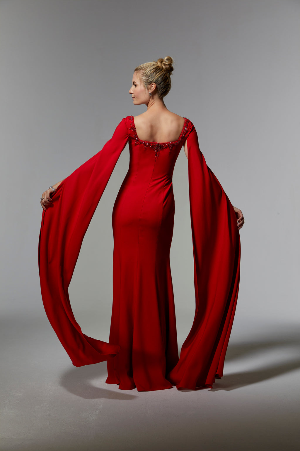 MGNY Madeline Gardner New York 72915 Long Formal Gown with Detachable Cape