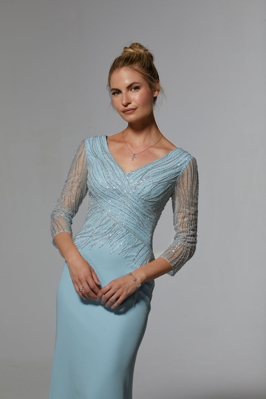 Light Blue MGNY Madeline Gardner New York 72916 Long Mother of the