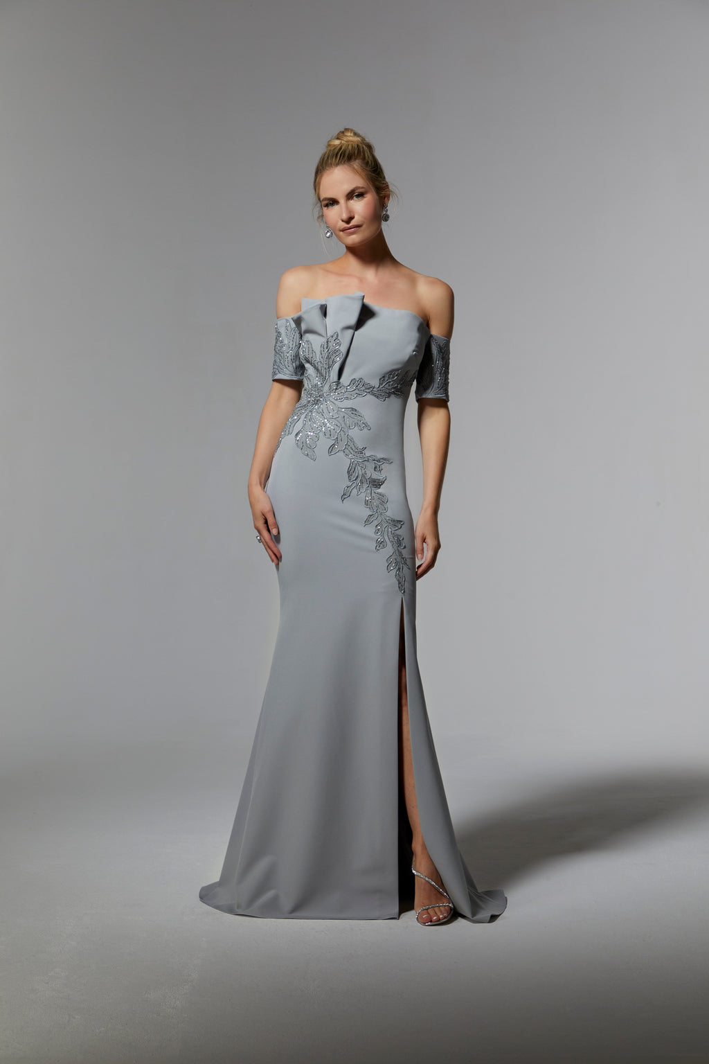 MGNY Madeline Gardner New York 72919 Long Formal Beaded Floral Evening Gown