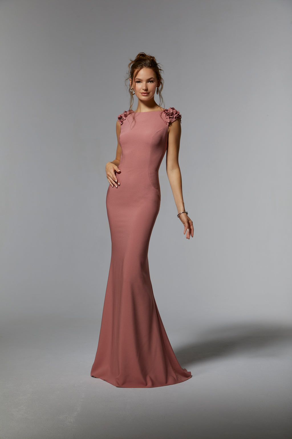 MGNY Madeline Gardner New York 72920 Long Formal 3D Floral Dress