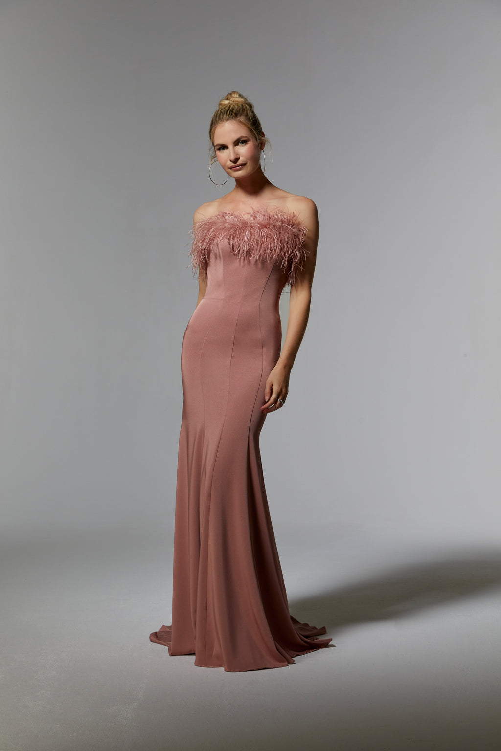 MGNY Madeline Gardner New York 72923 Long Formal Feathered Dress