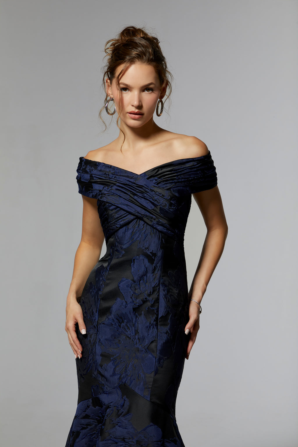 MGNY Madeline Gardner New York 72924 Long Formal Floral Mermaid Evening Gown