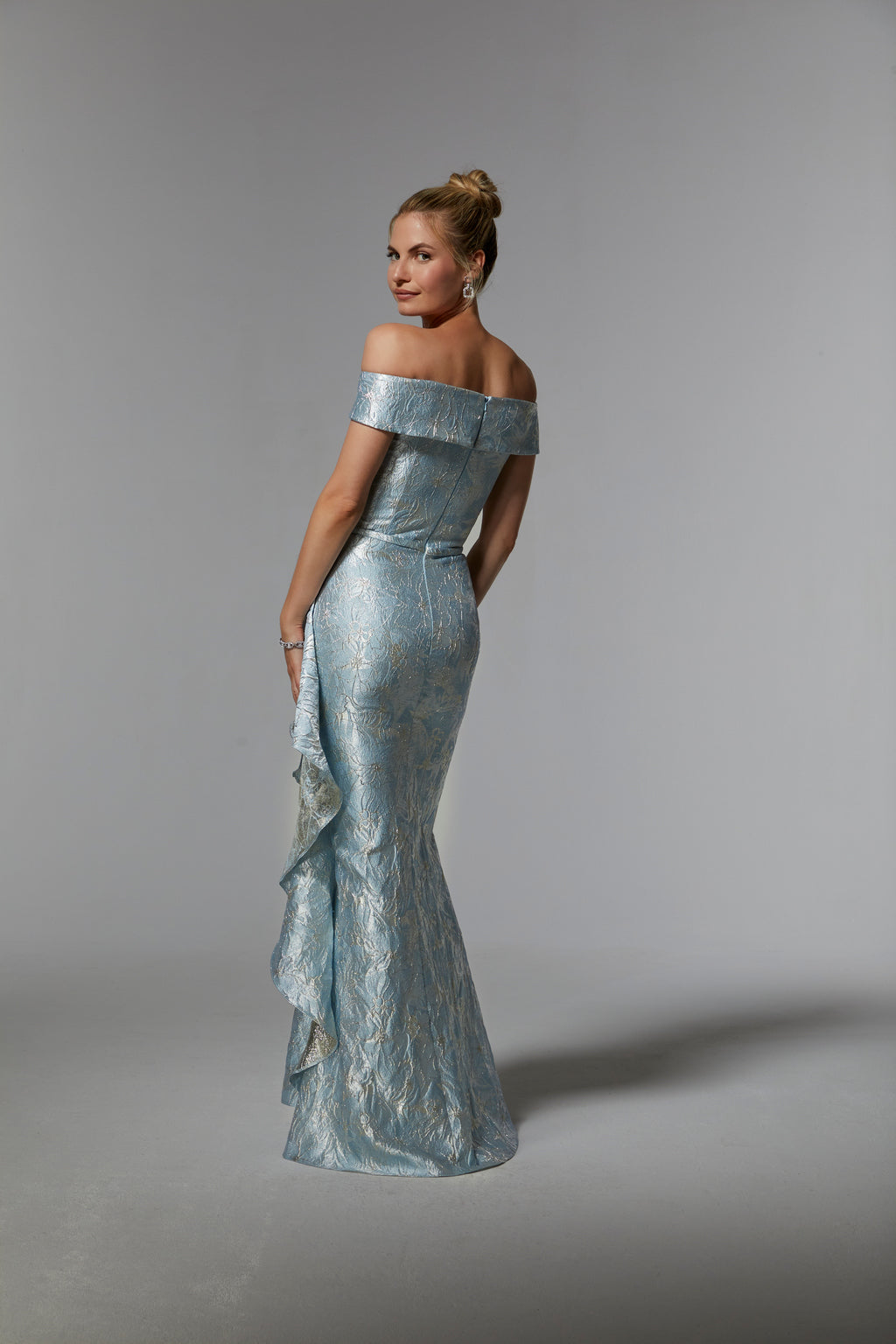 MGNY Madeline Gardner New York 72926 Long Formal Metallic Evening Gown