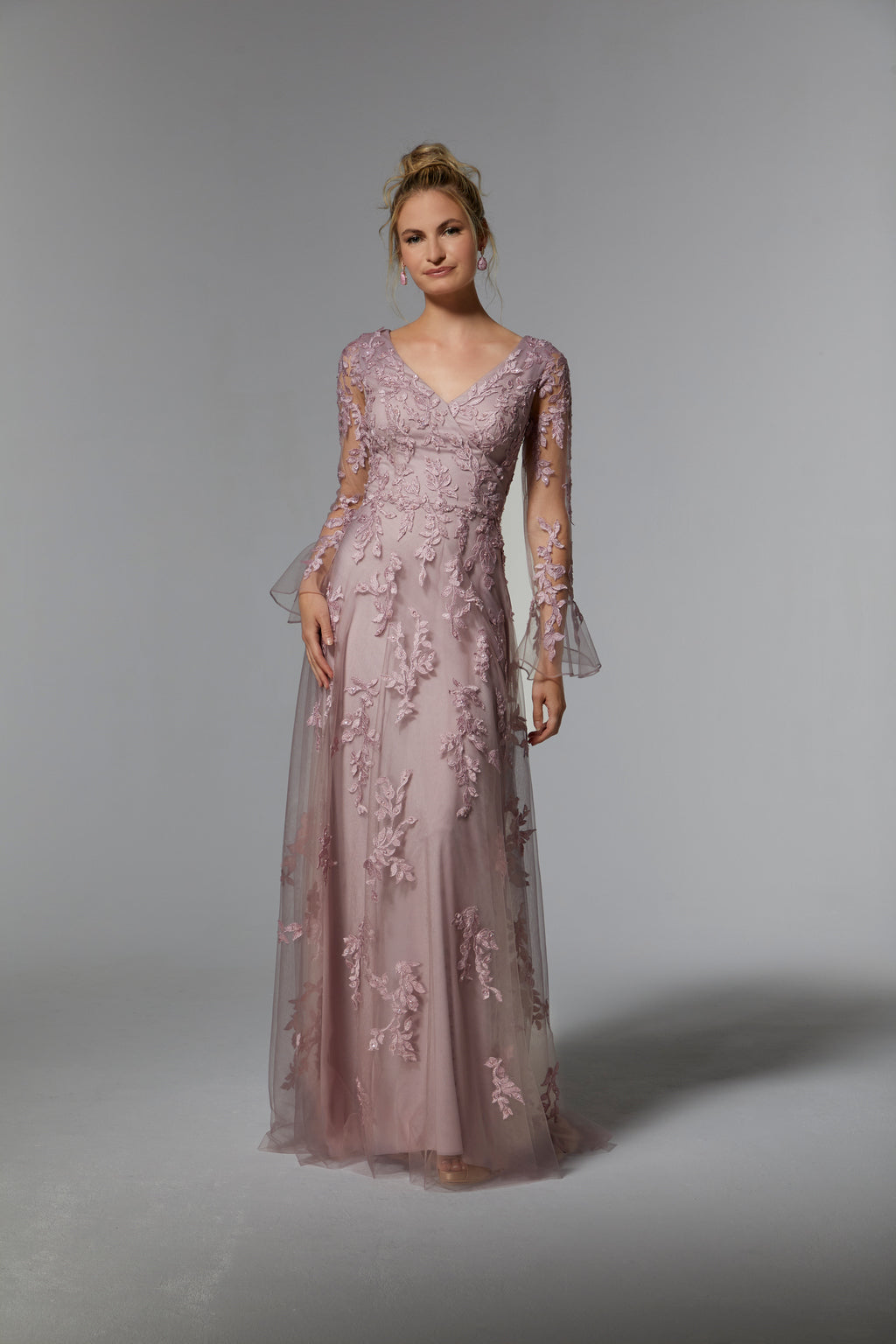 MGNY Madeline Gardner New York 72929 Long Sleeve Beaded Formal Gown