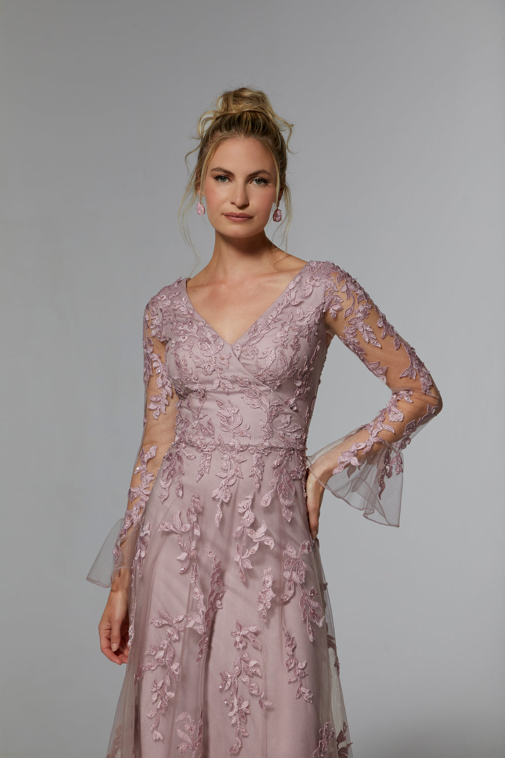 MGNY Madeline Gardner New York 72929 Long Sleeve Beaded Formal Gown