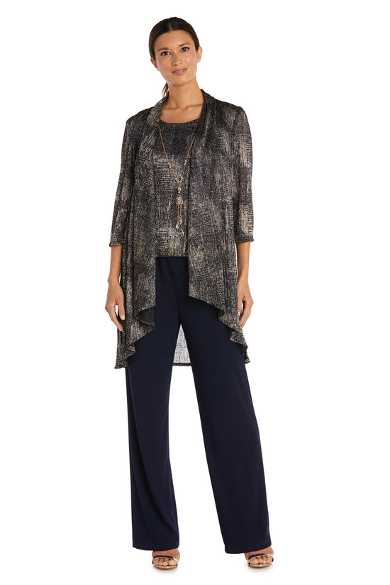 Navy Gold R&M Richards 7292 Formal Print Pant Suit Jacket Set for $129.0 – The Dress Outlet
