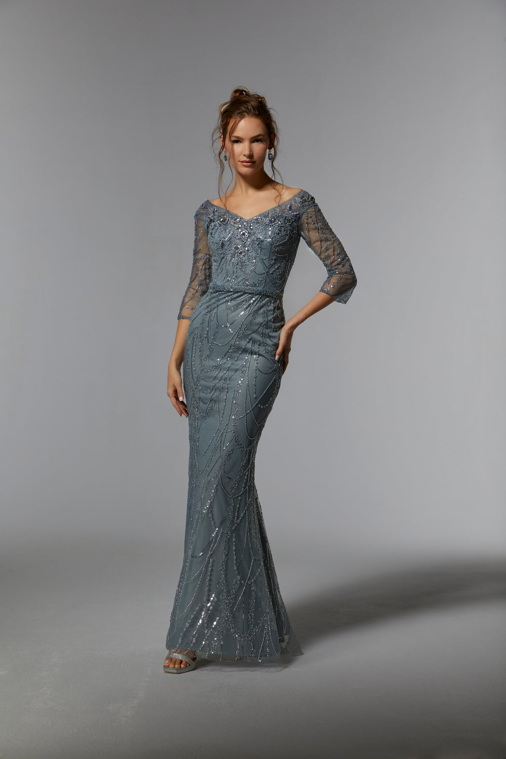 Slate MGNY Madeline Gardner New York 72933 Long Mother of the Bride