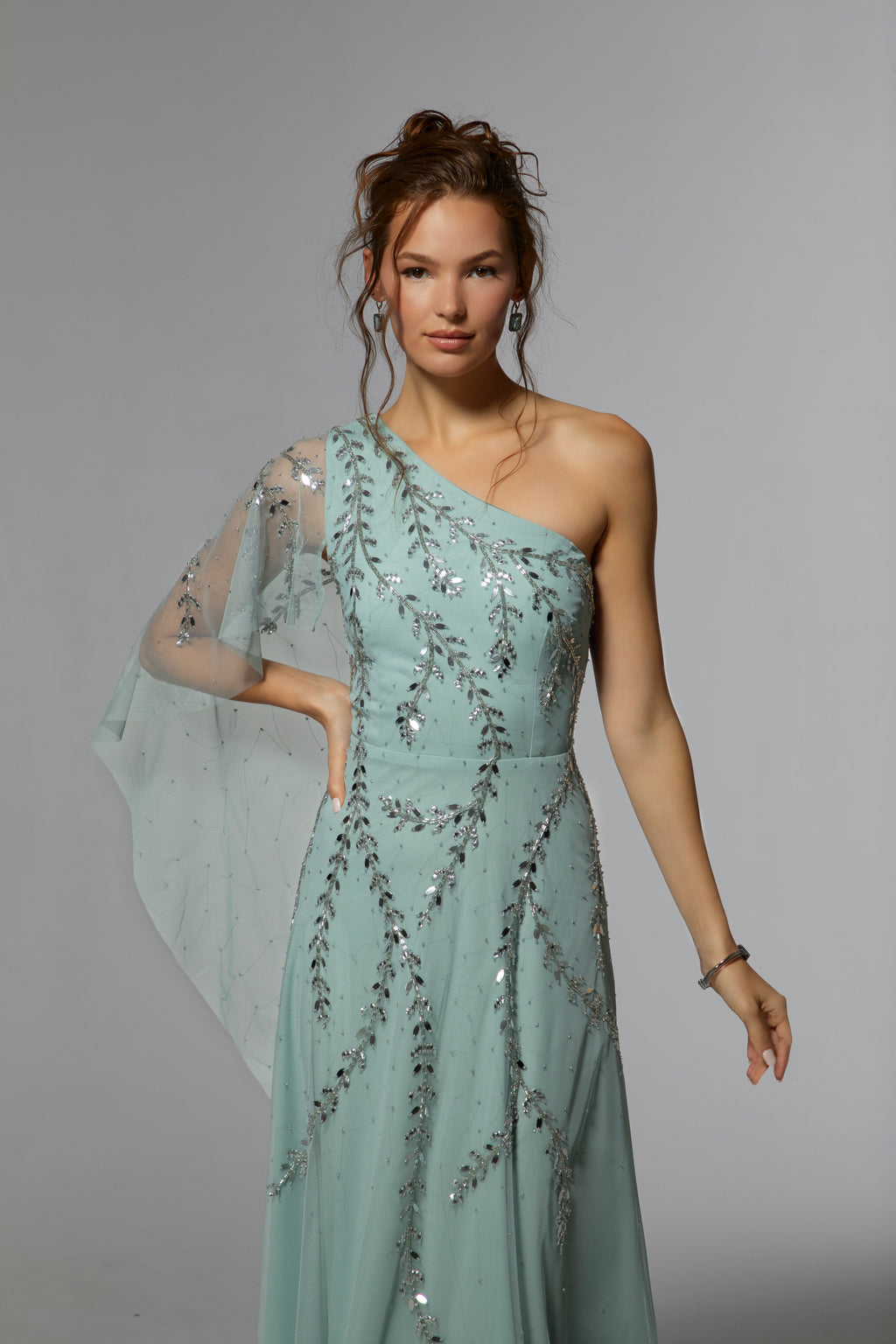 MGNY Madeline Gardner New York 72935 Long Formal Evening Cape Dress