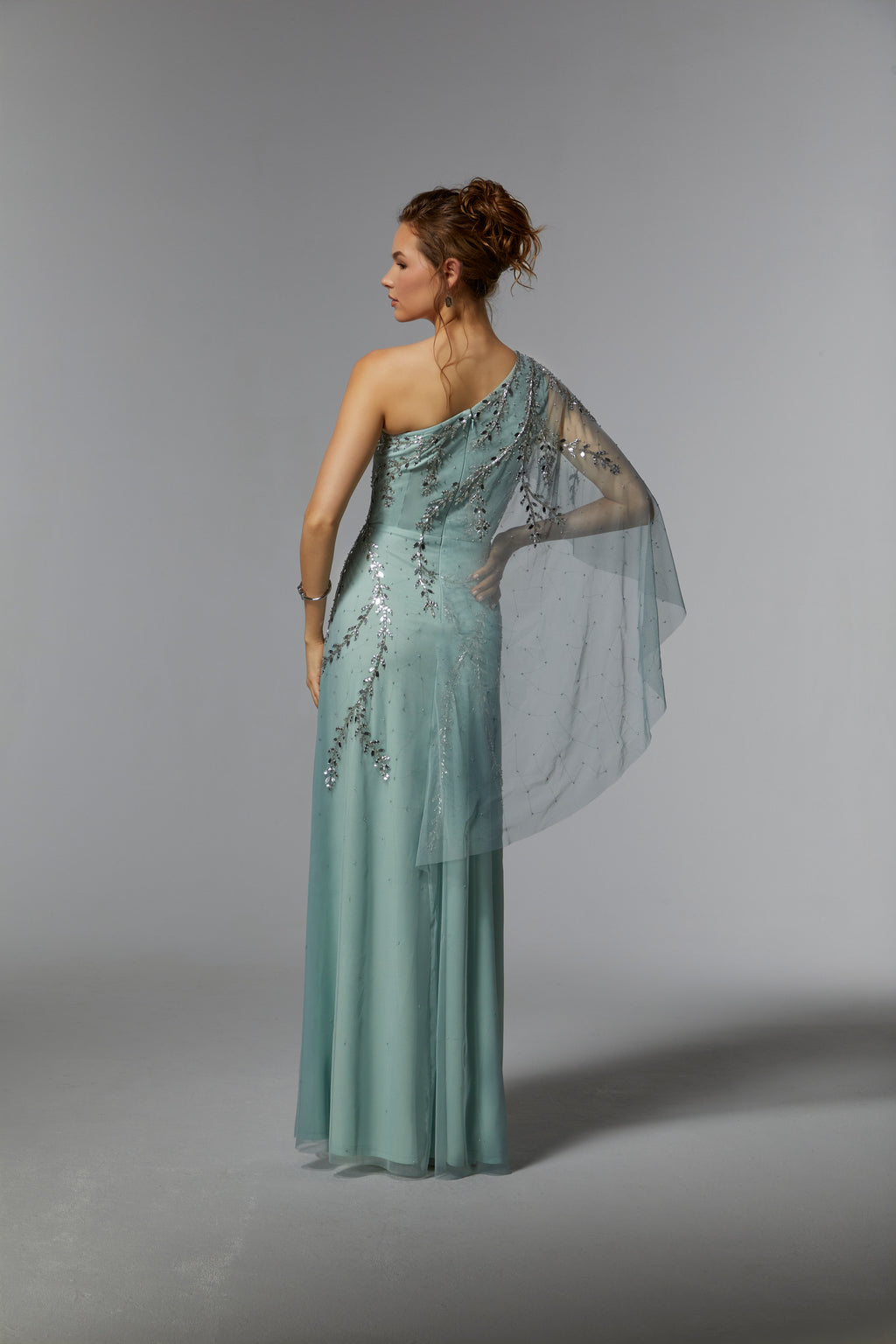 MGNY Madeline Gardner New York 72935 Long Formal Evening Cape Dress