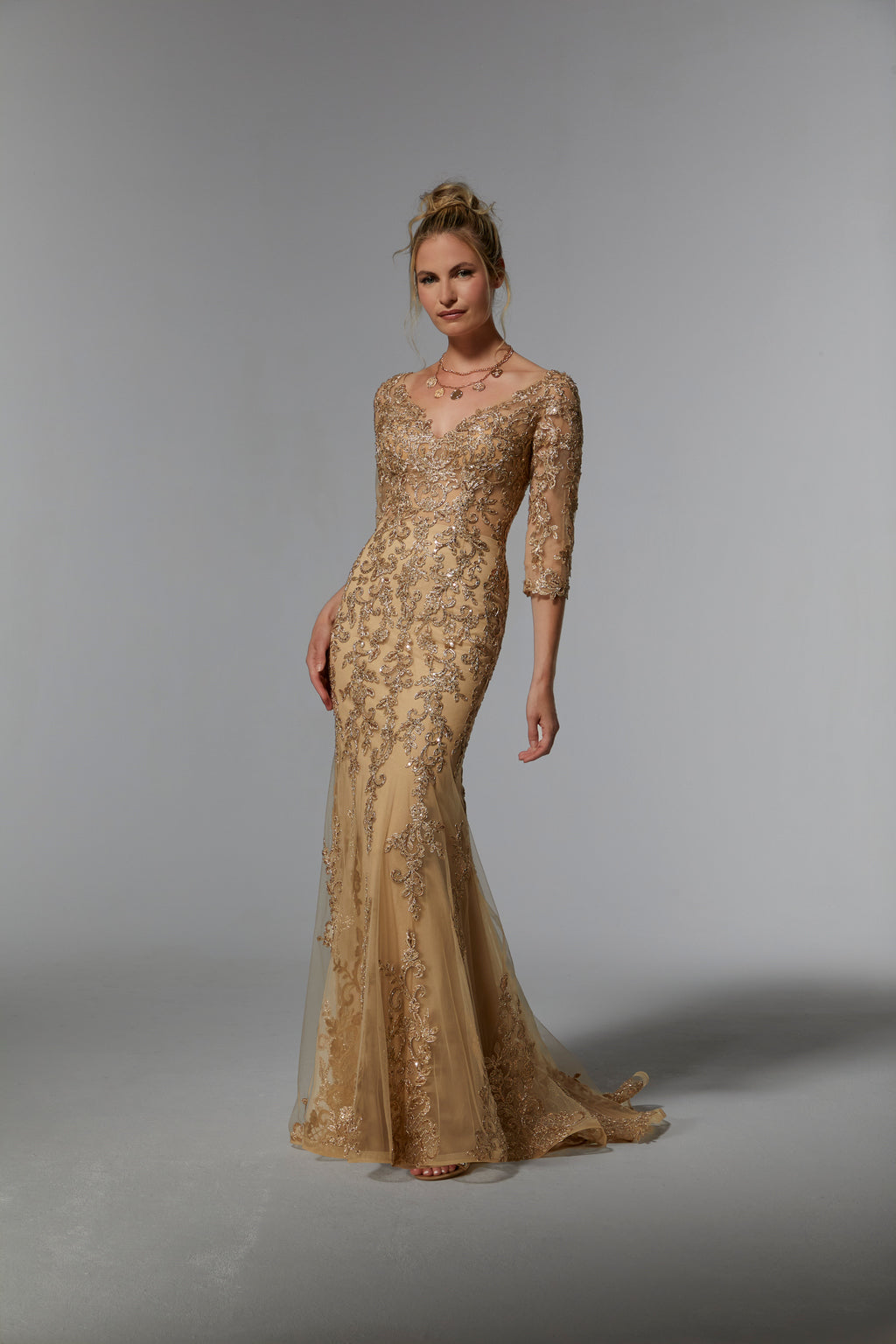 Black/Silver MGNY Madeline Gardner New York 72940 Long Formal Mother of