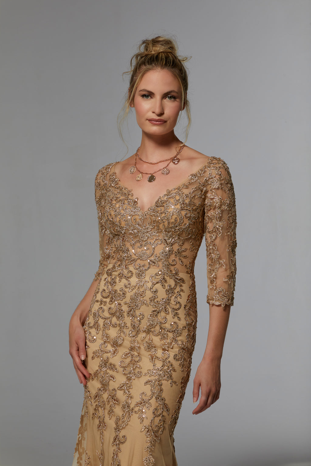 Black/Silver MGNY Madeline Gardner New York 72940 Long Formal Mother of