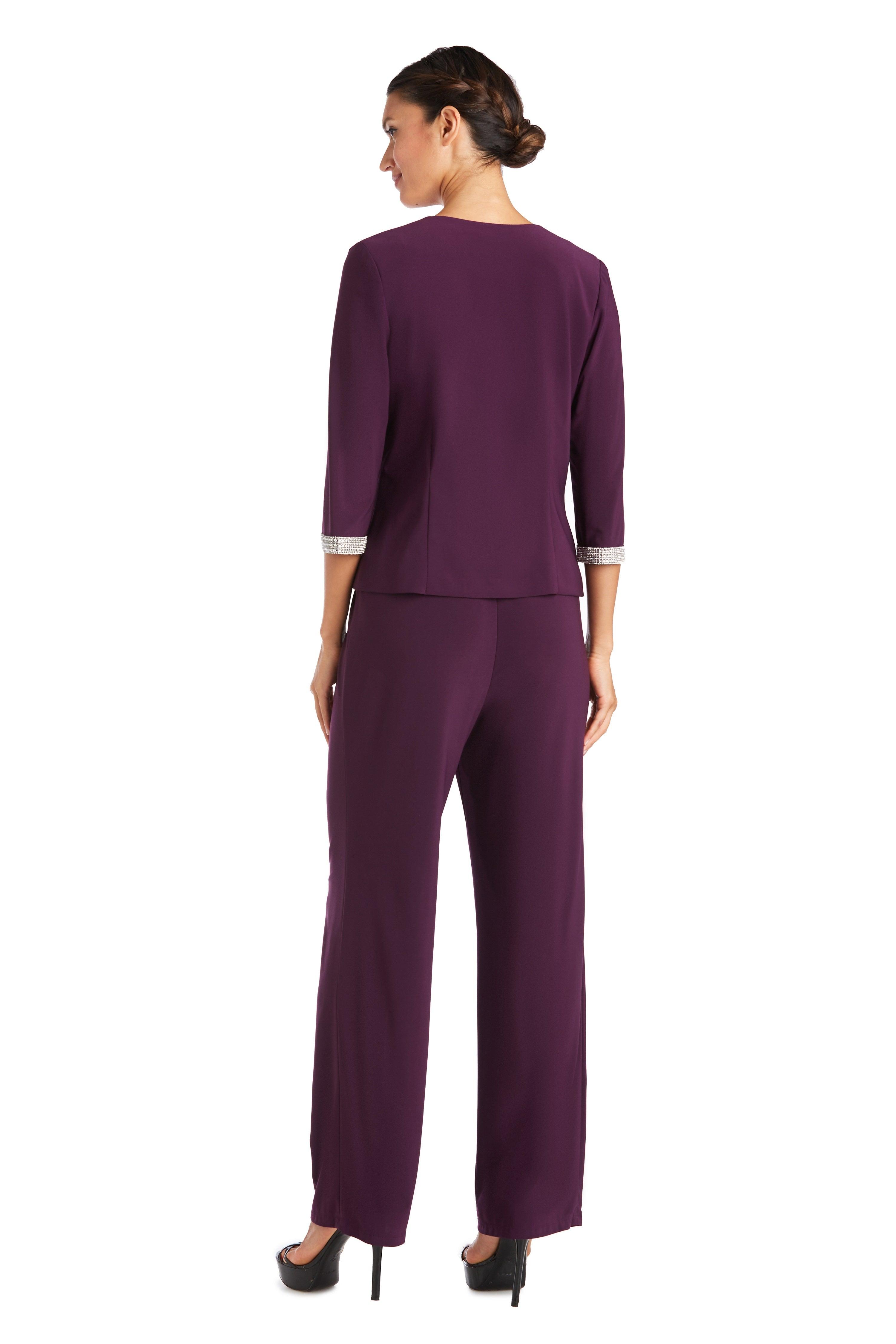 Plum R M Richards 7449P Formal Petite Pant Suit Formal Dresses Gowns