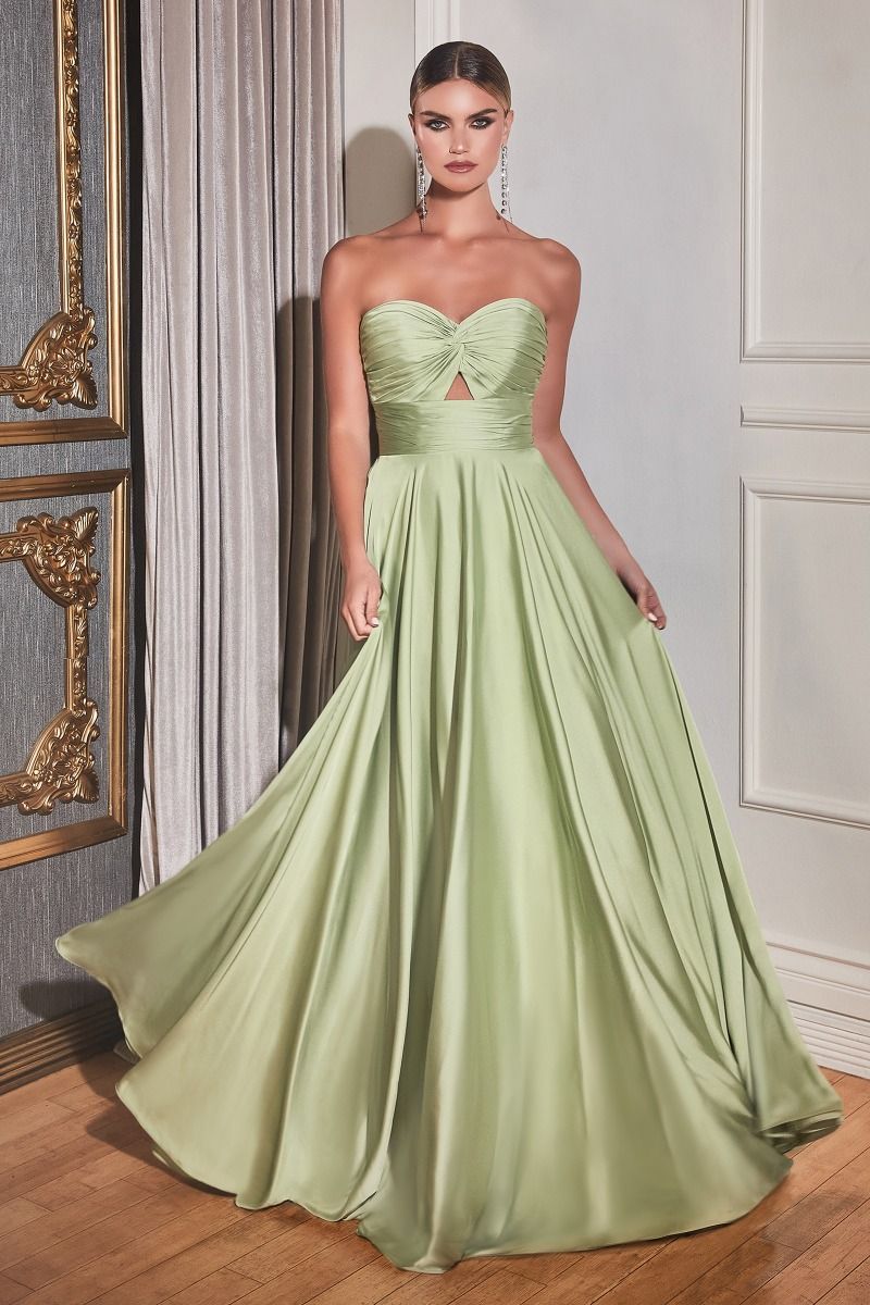 Prom Dresses Long Satin Strapless Keyhole Prom Formal Dress Sage