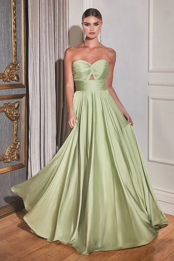 Prom Dresses Long Satin Strapless Keyhole Prom Formal Dress Sage