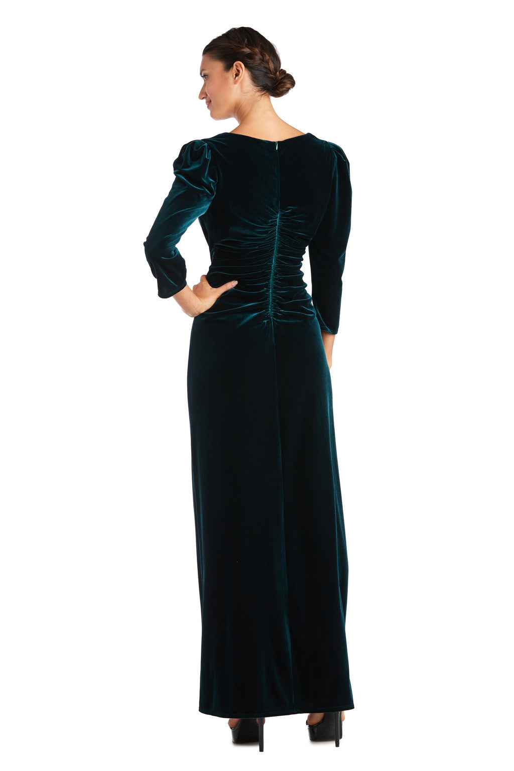 R&M Richards 7576 Long Side Brooch Formal Evening Dress