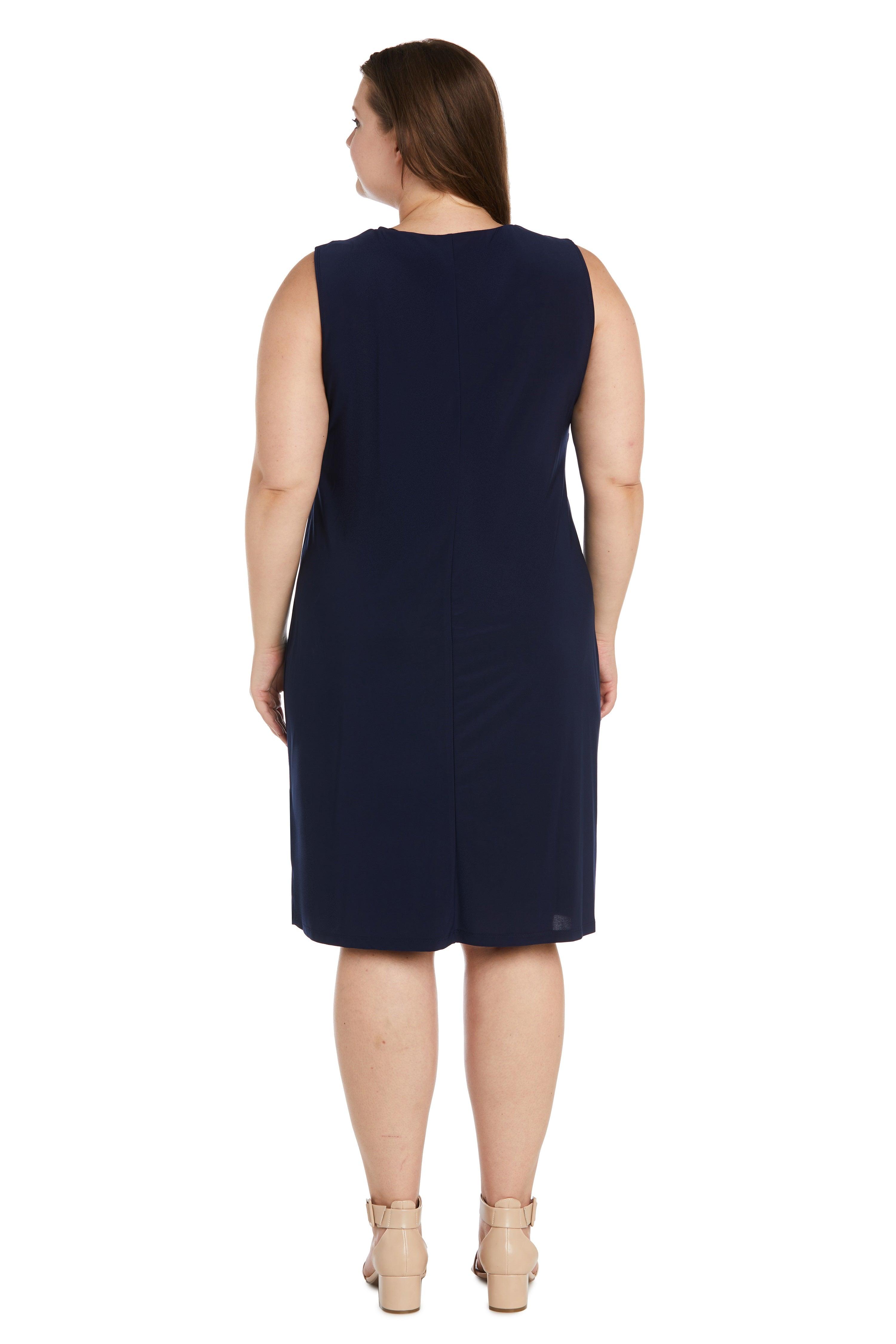 navy blue shift dress plus size Short Plus Size Jacket Dress Jacket Dress R&M Richards 7597W