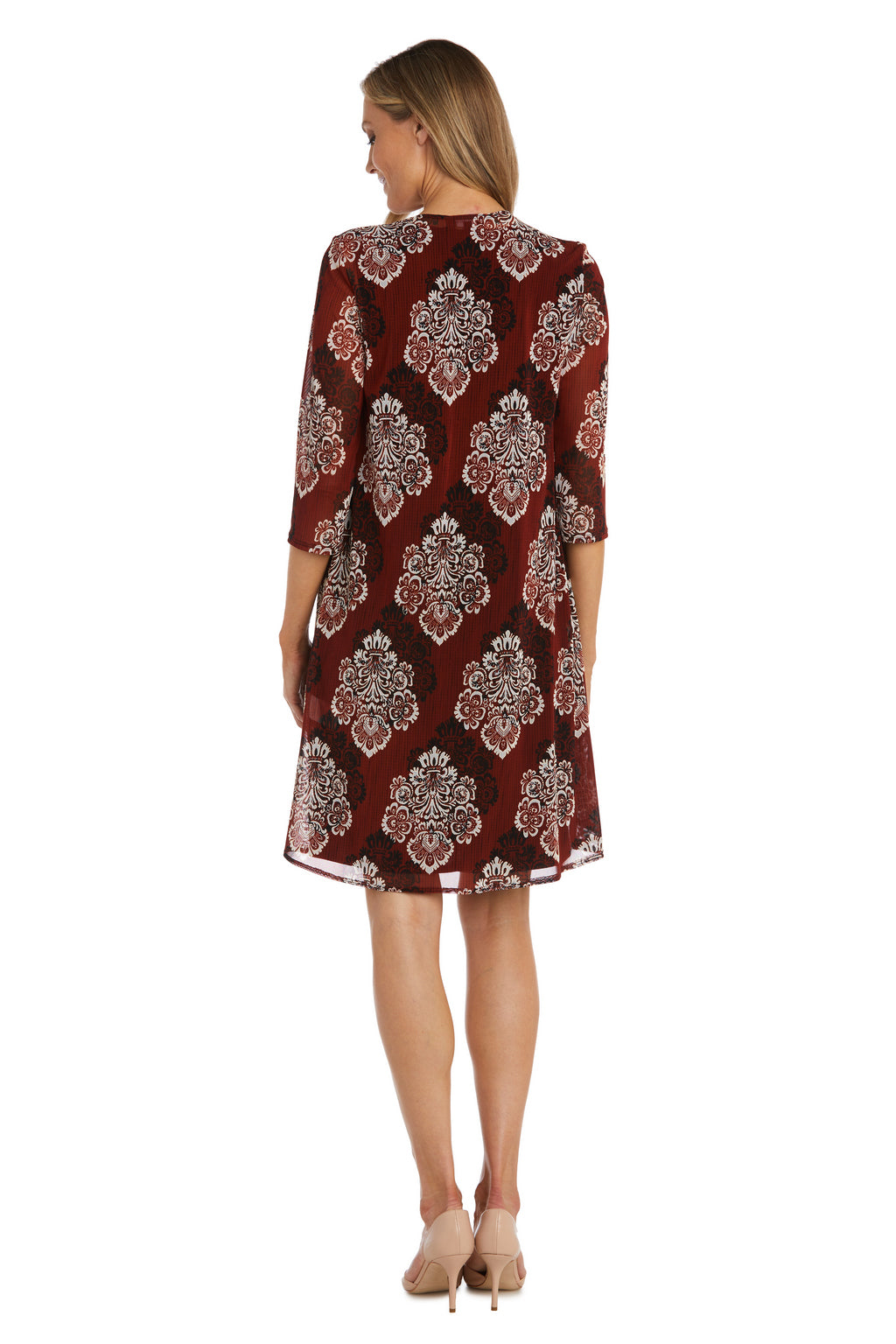R&M Richards 7607 Short Printed Jacket Mother of the Bride Dress