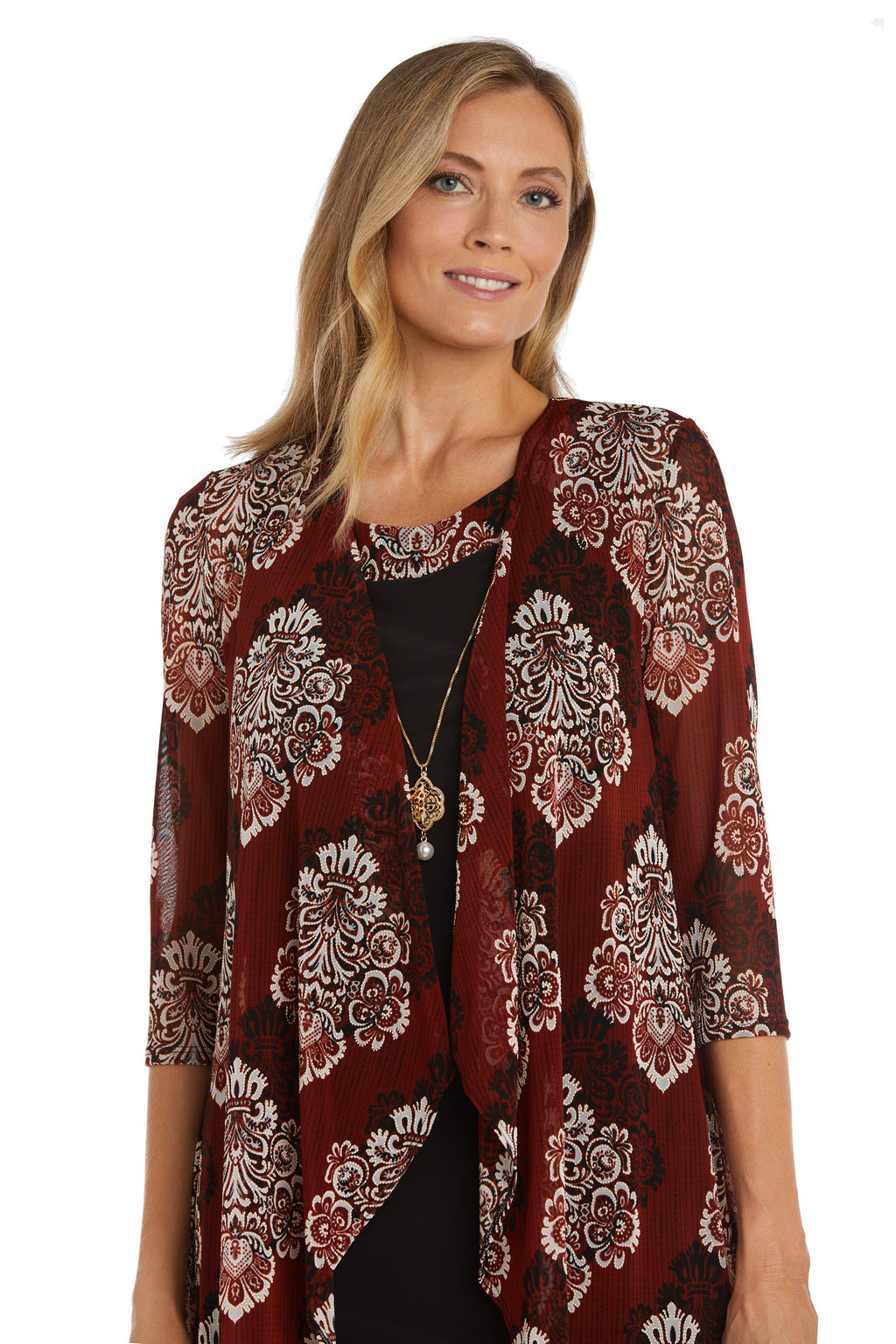 R&M Richards 7607 Short Printed Jacket Mother of the Bride Dress