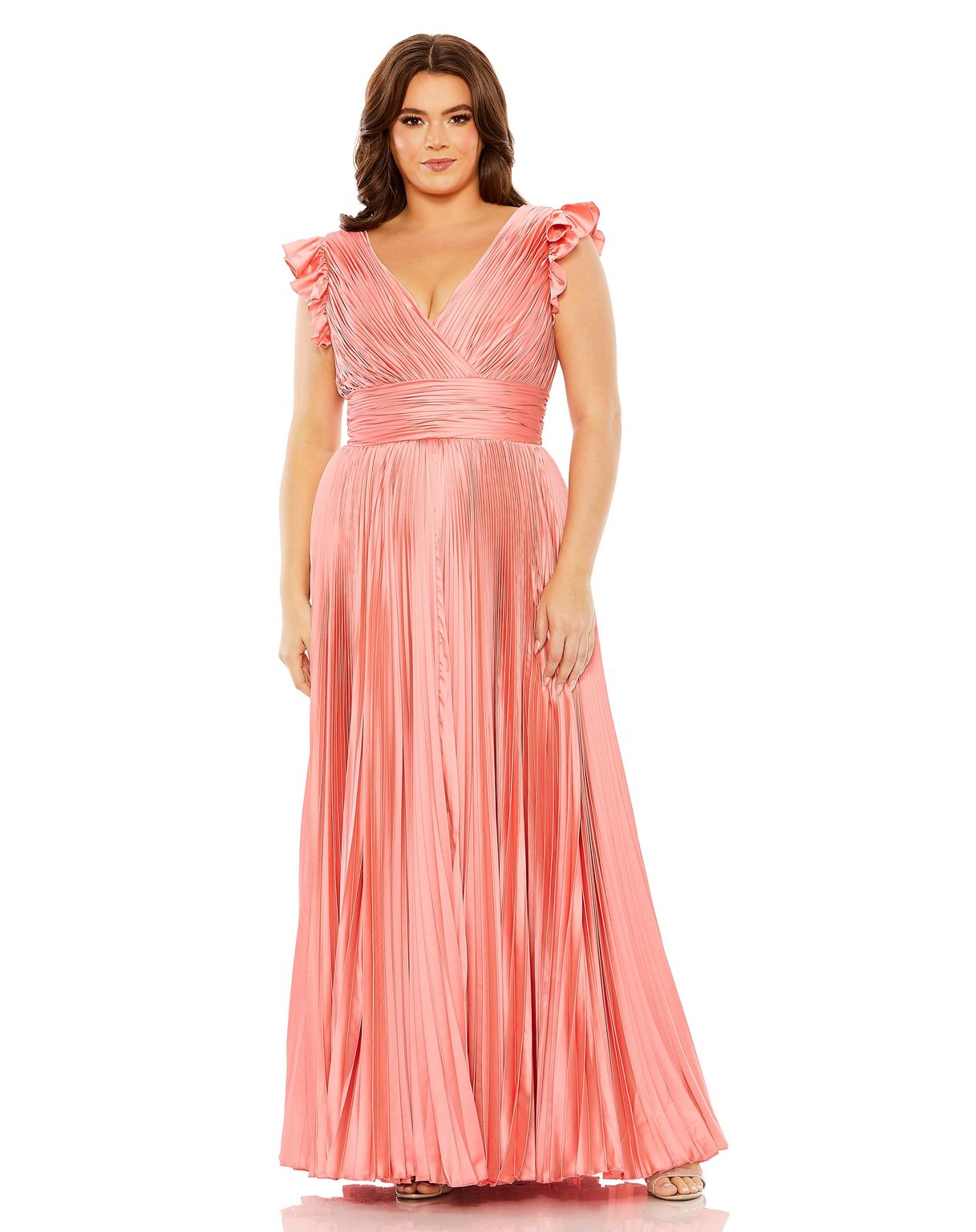 Plus Size Dresses Pleated Plus Size Formal Dress Coral