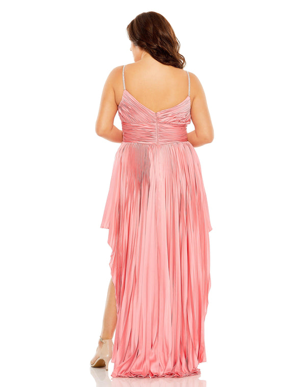 Plus Size Dresses Fabulouss Plus Size High Low Peated Dress Coral