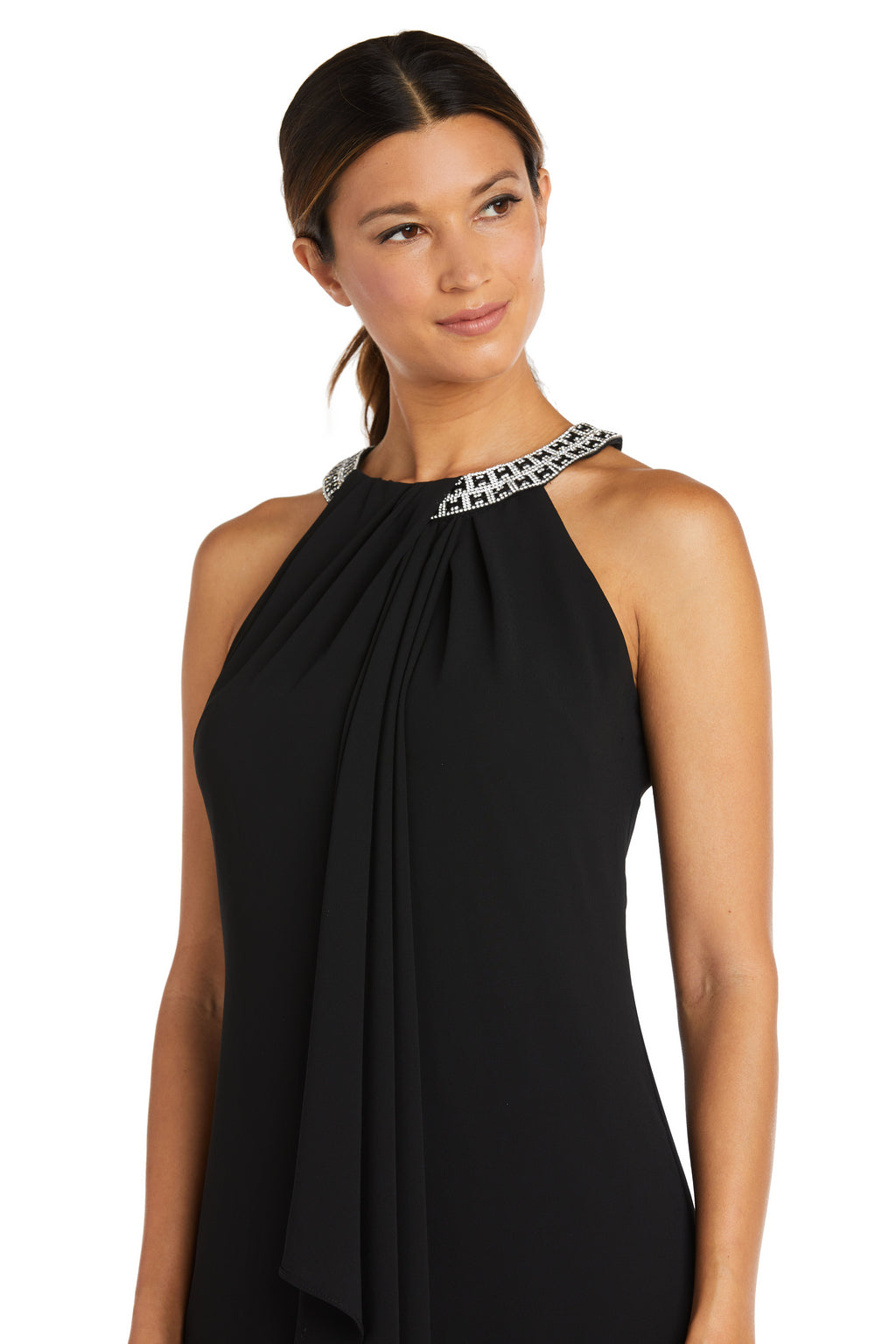 R&M Richards 7869 Short Cocktail Scarf Halter Dress