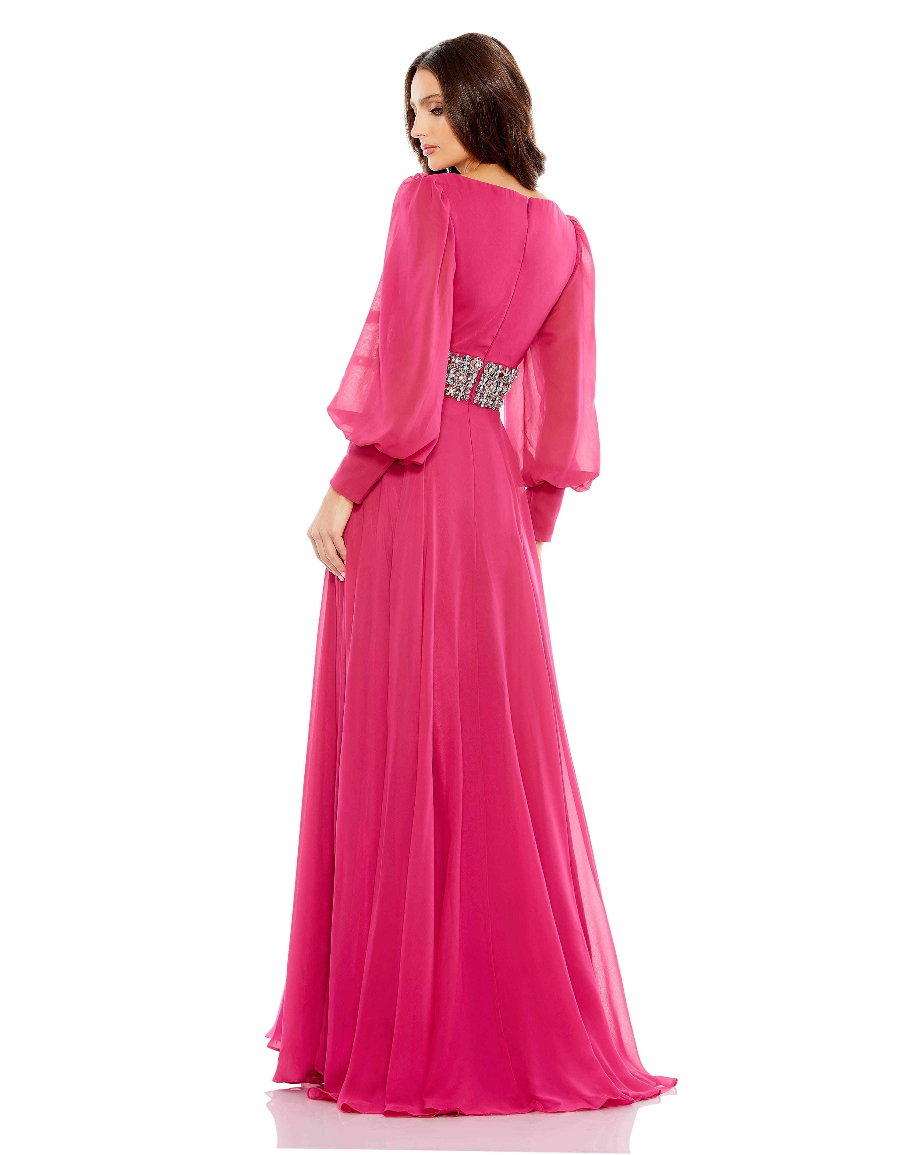 slim fit dress slacks Long Sleeve Formal Beaded Chiffon Dress Beaded & Chiffon Fabric Mac Duggal  79390