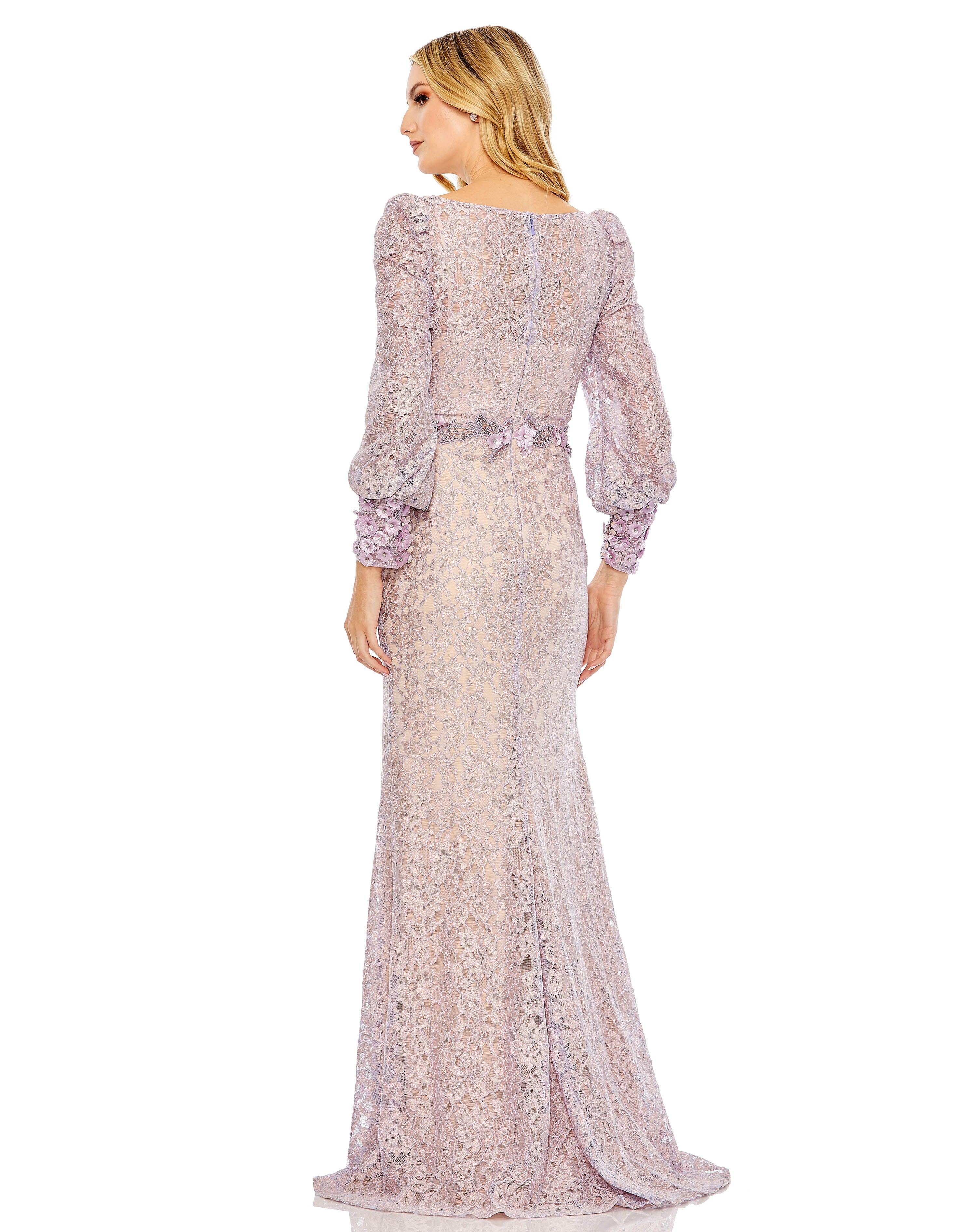 Formal Dresses Long Sleeve Formal Lace Dress Vintage Lilac