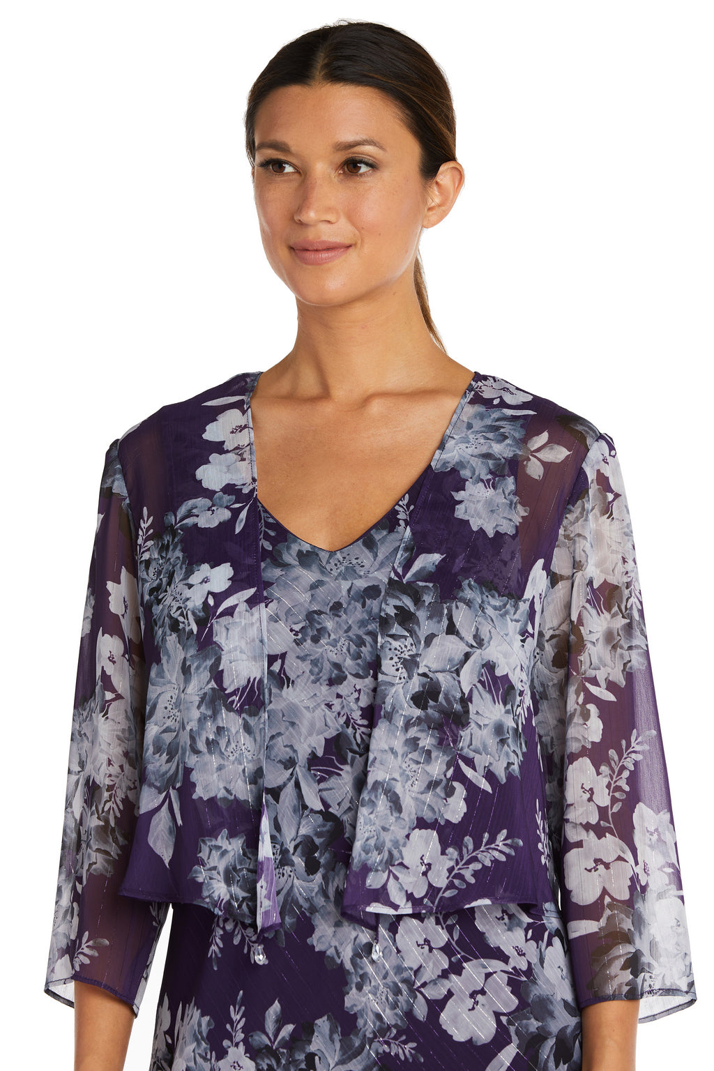 R&M Richards 7973 High Low Floral Mother of the Bride Jacket Dress