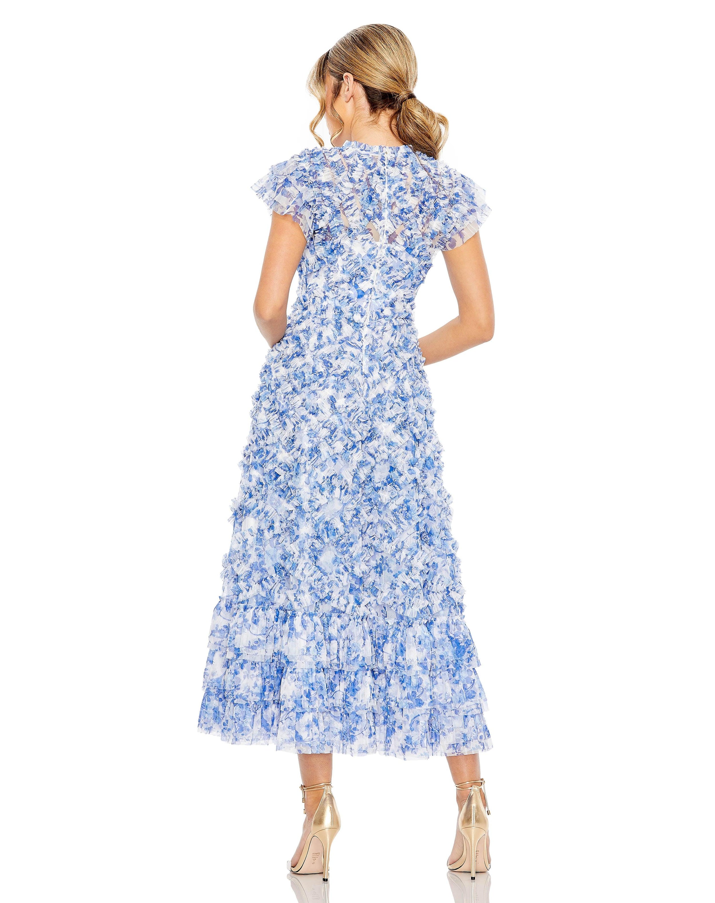 Mac Duggal 8009 Cap Sleeve Tea Length Dress